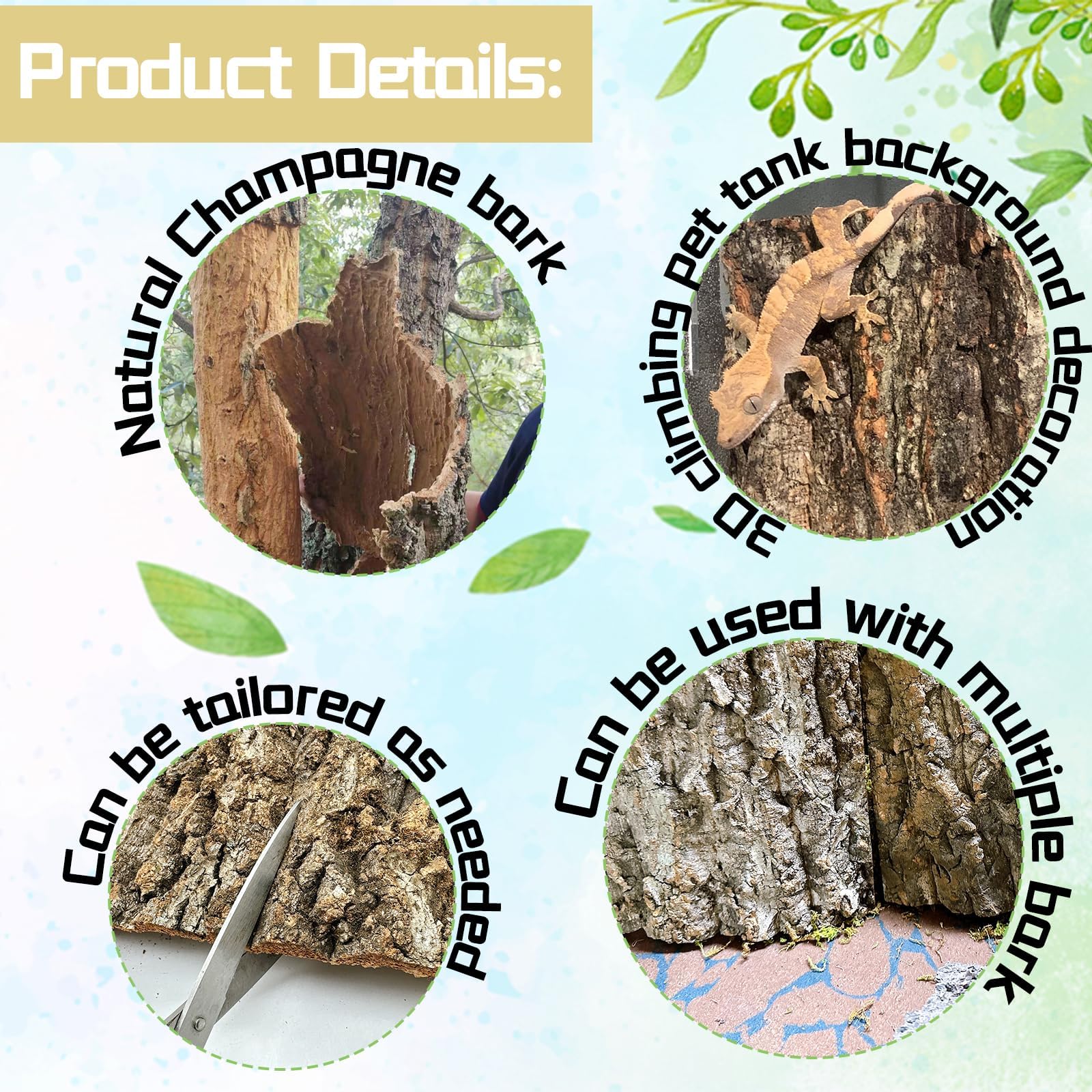 Hamiledyi cork terrarium climbing mat close-up shows a durable surface for climbing and exercise.