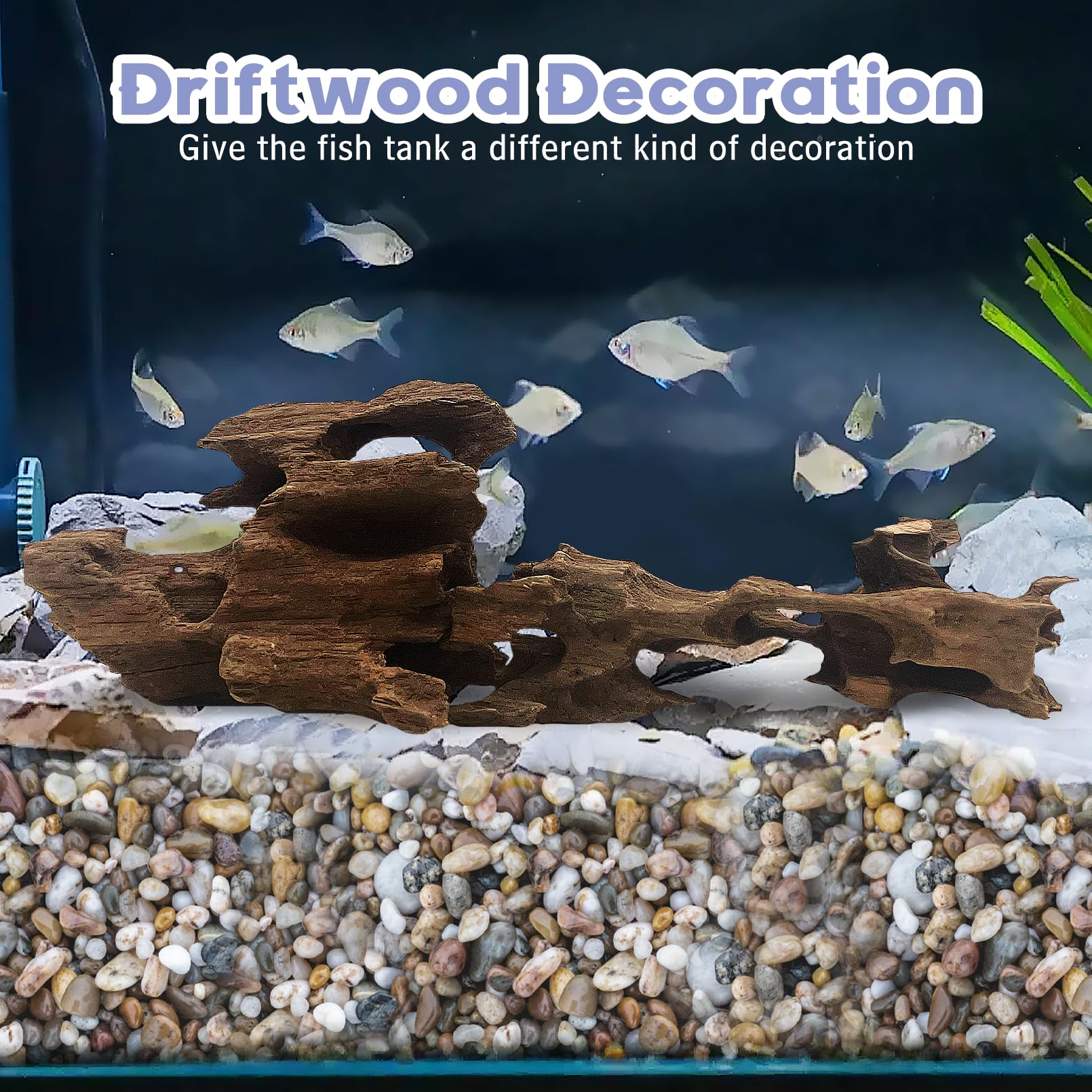 Hamiledyi driftwood close-up reveals natural textures enhancing aquarium aesthetics.