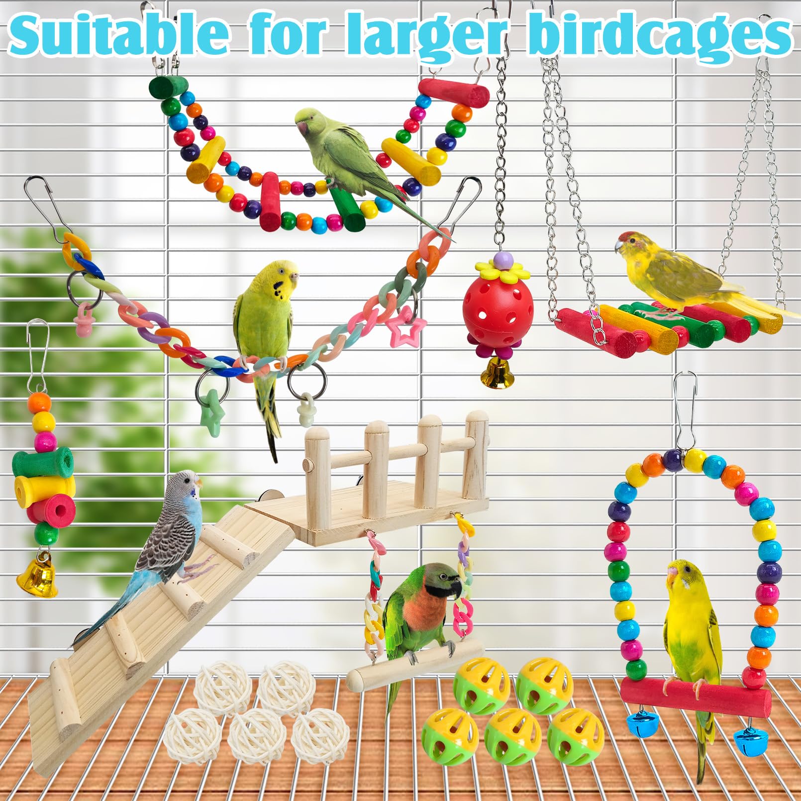 Hamiledyi durable-wood-bird-swing offers long-lasting entertainment.
