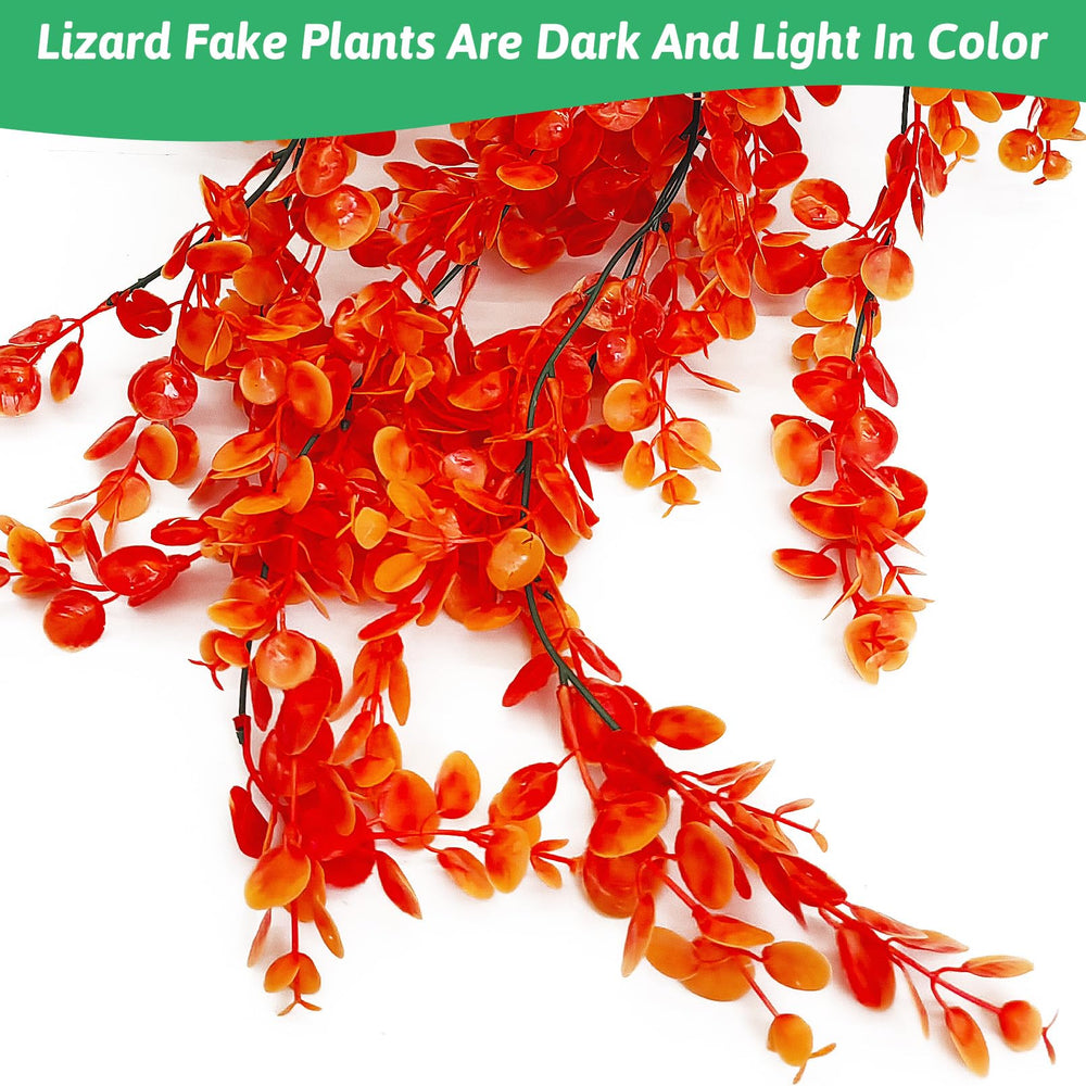 Hamiledyi easy-clean plastic reptile decor in bright orange