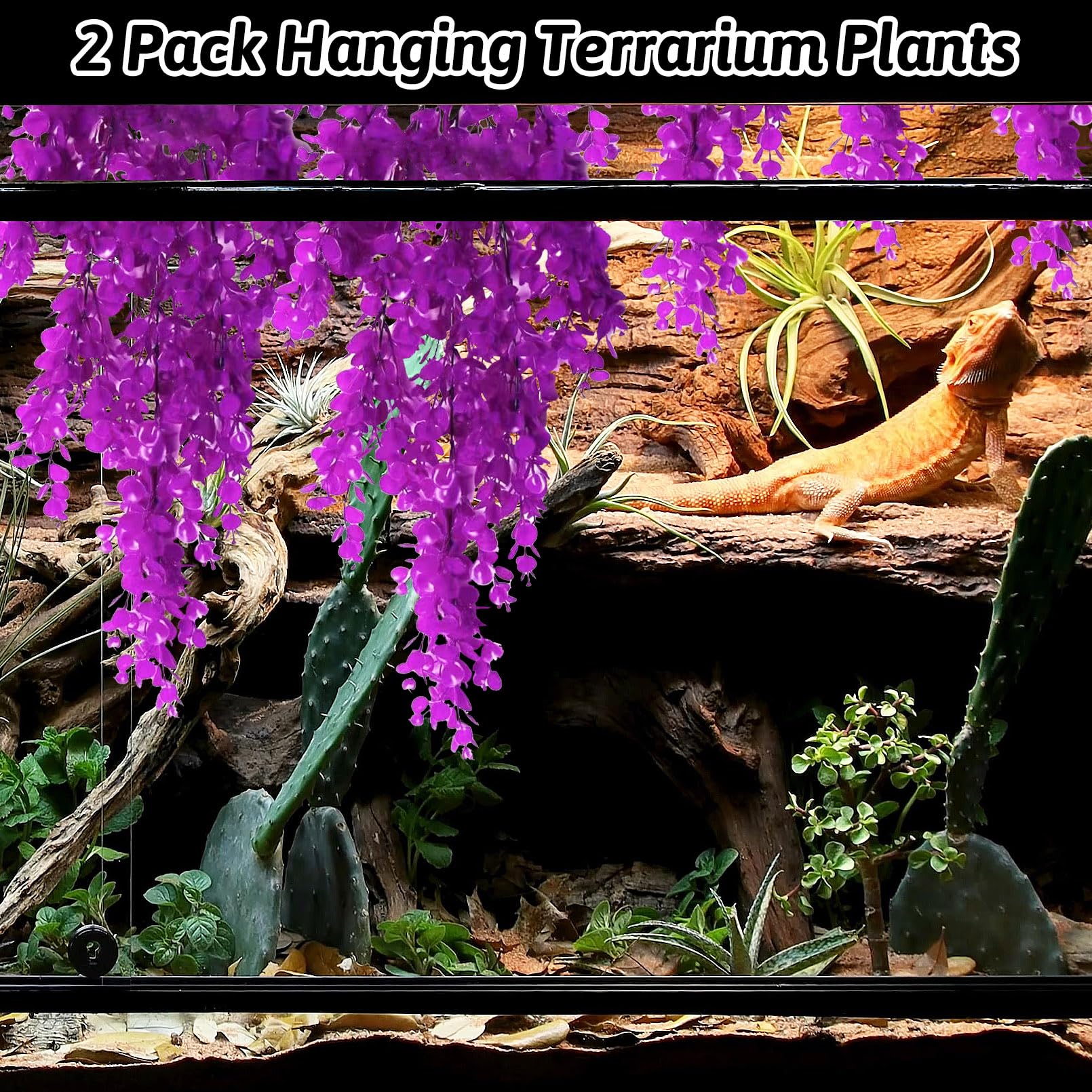 Hamiledyi fake reptile plants easy-clean decor supports quick rinsing and sanitizing