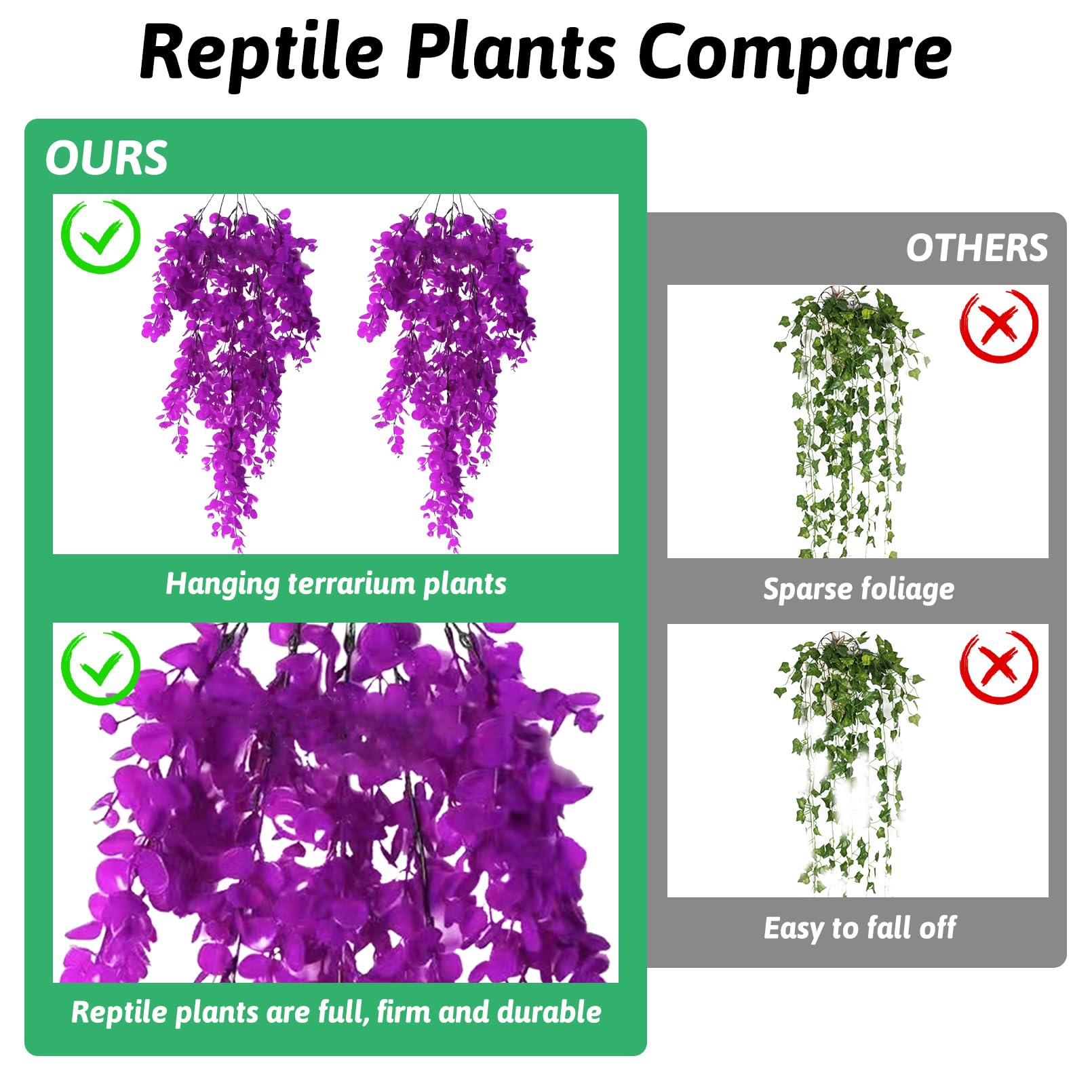 Hamiledyi fake reptile plants suction cups on wall enable quick tank setup