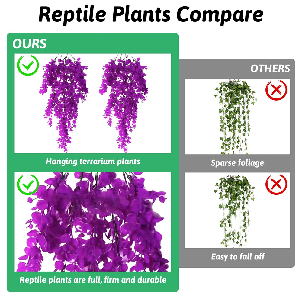Hamiledyi fake reptile plants suction cups on wall enable quick tank setup