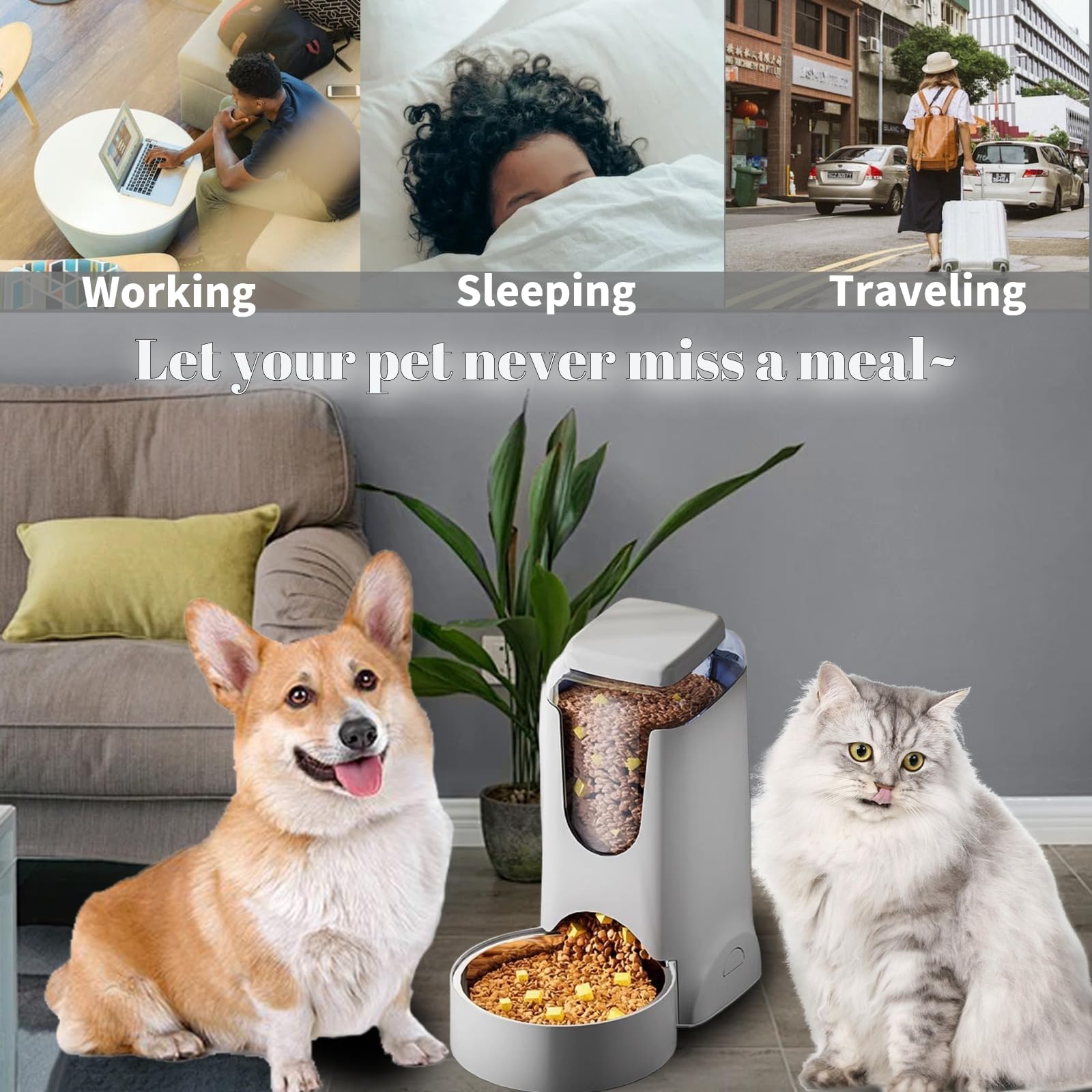 Hamiledyi Gravity Dog Feeder 2.8L travel-use design for busy households.