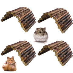 Hamiledyi hamster bridge ladder assembly shows bendable natural wood for versatile cage layouts.