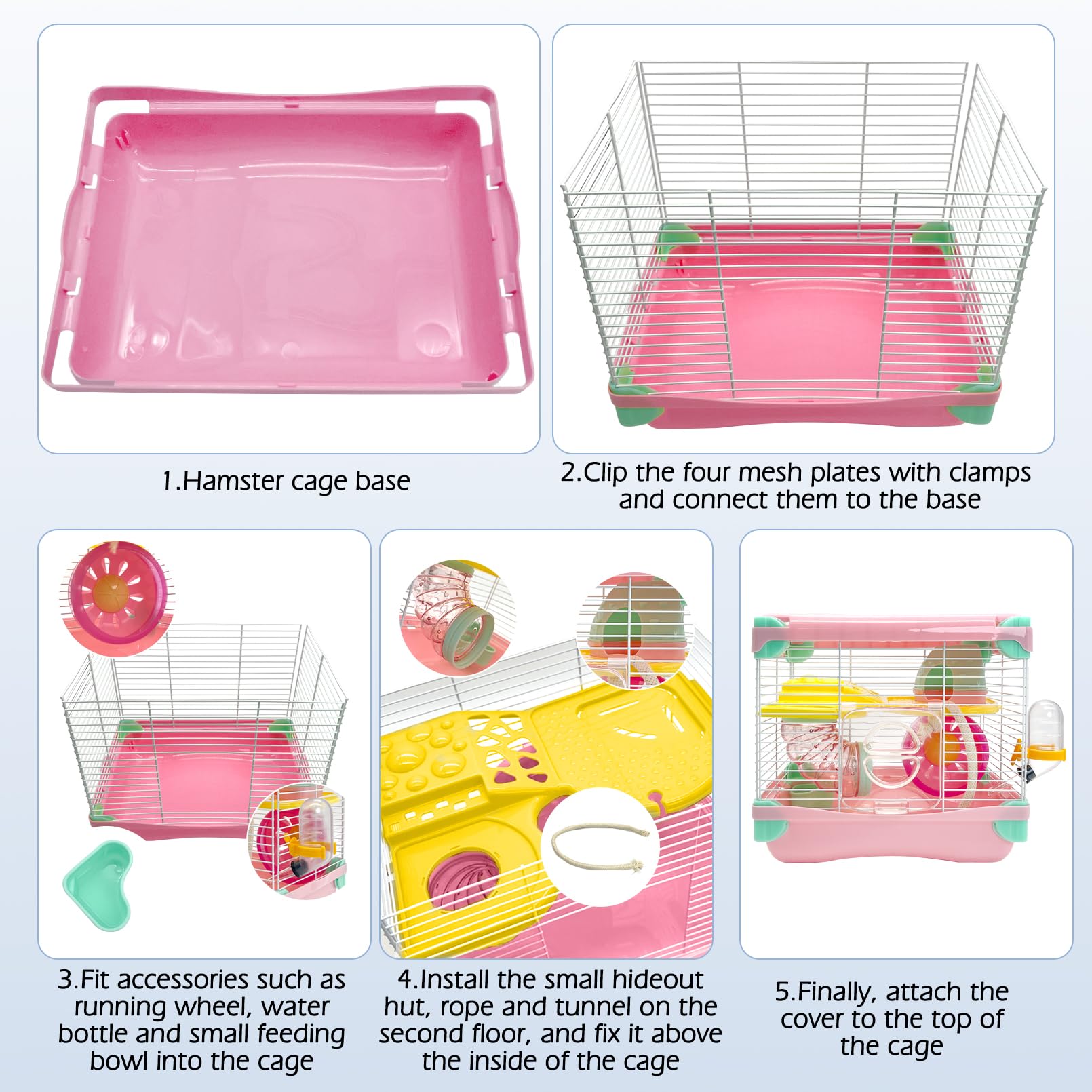 Hamiledyi hamster cage tunnel and rope area for climbing and exploration.