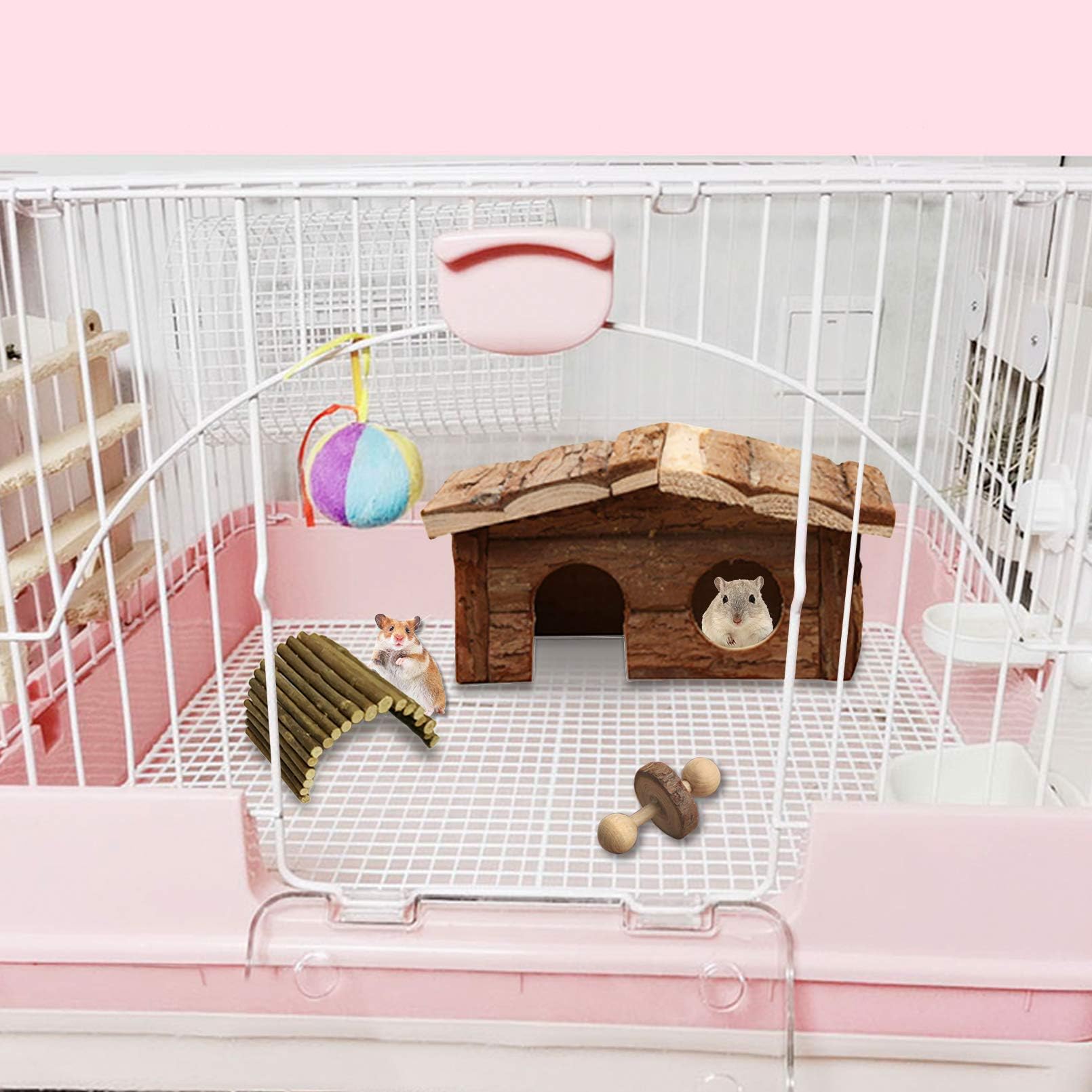 Hamiledyi hamster hideout bridge wooden setup sturdy climbing exploration