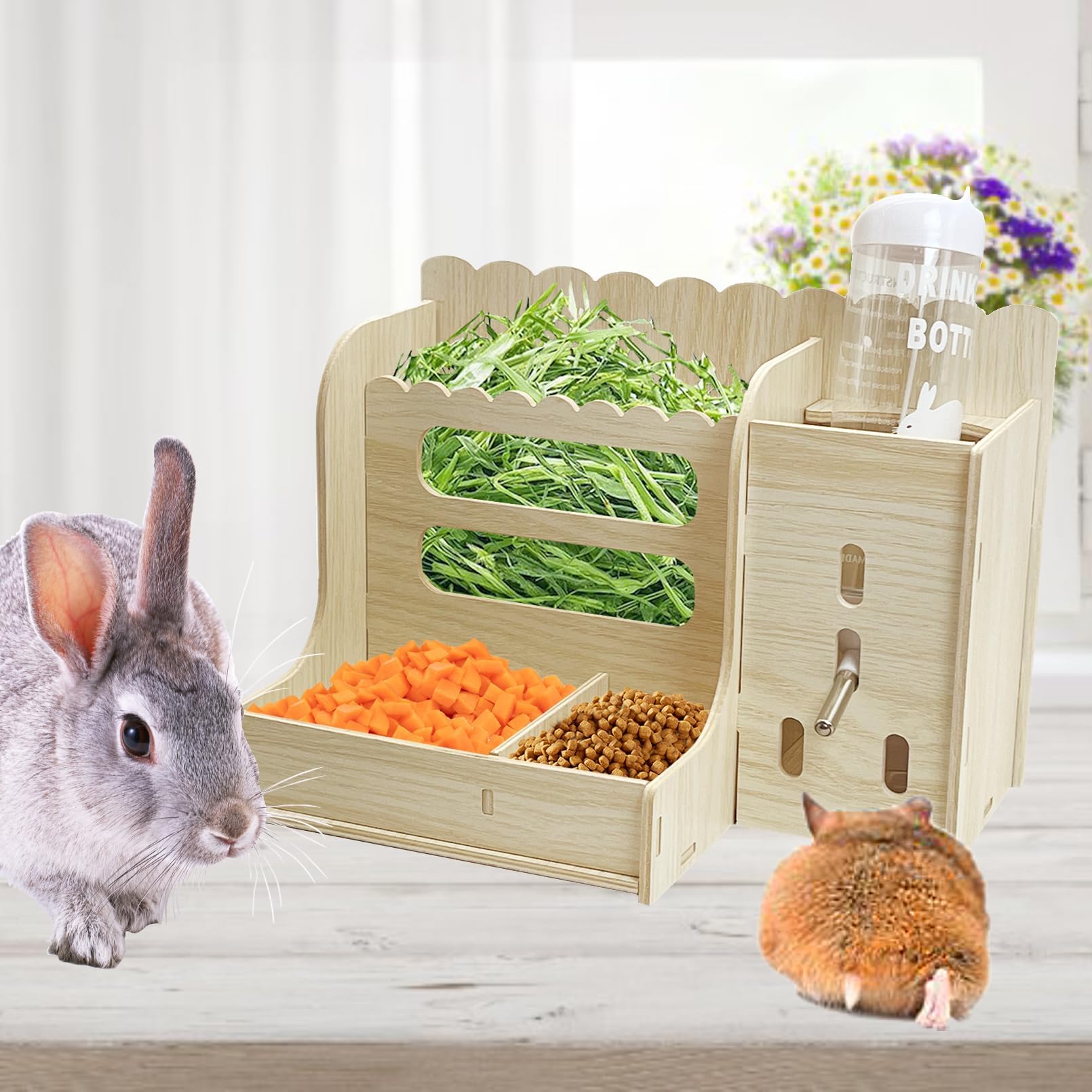 Hamiledyi kit includes hay box, water bottle, bamboo and apple twigs