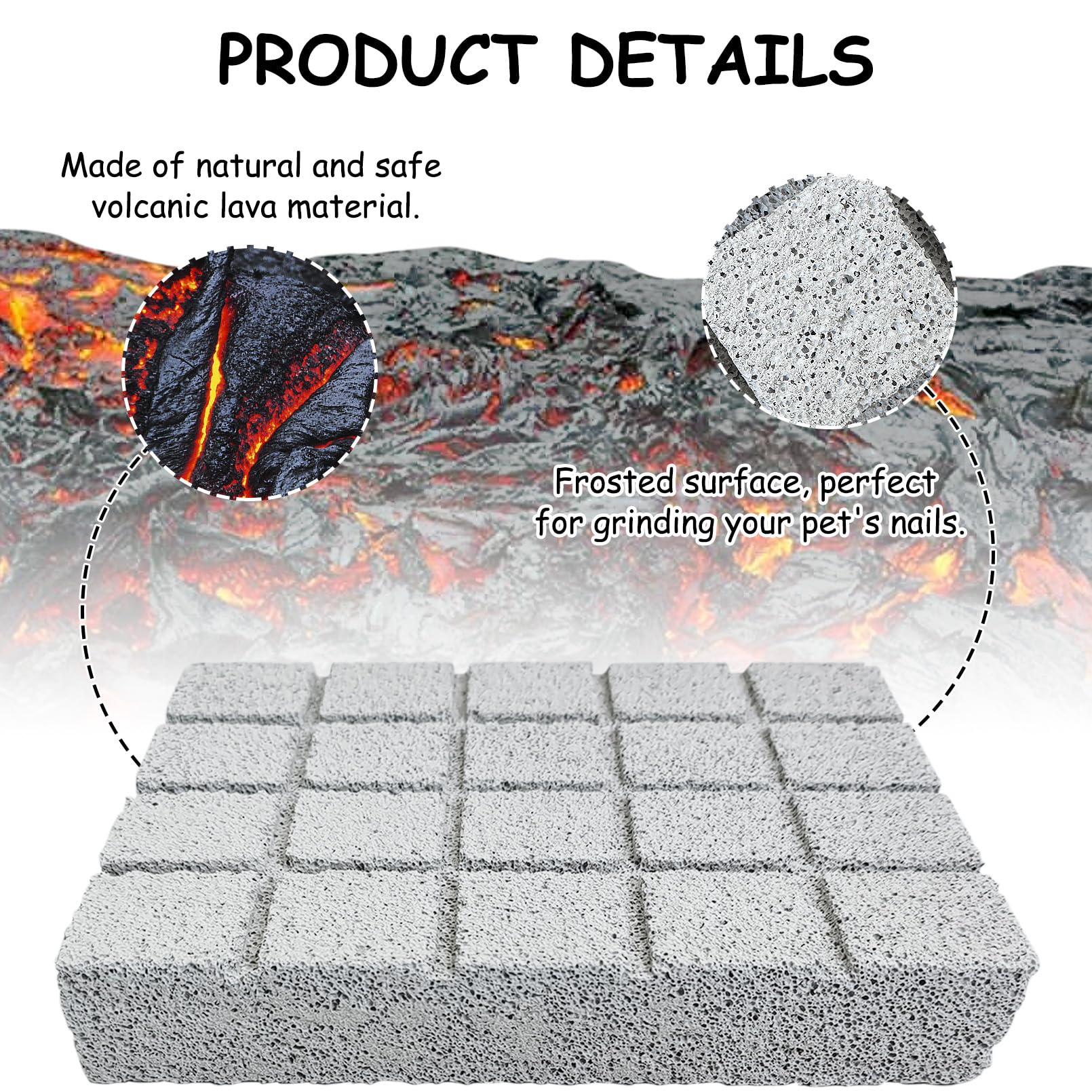 Hamiledyi lava rock surface closeup highlighting texture for gentle tooth grinding.
