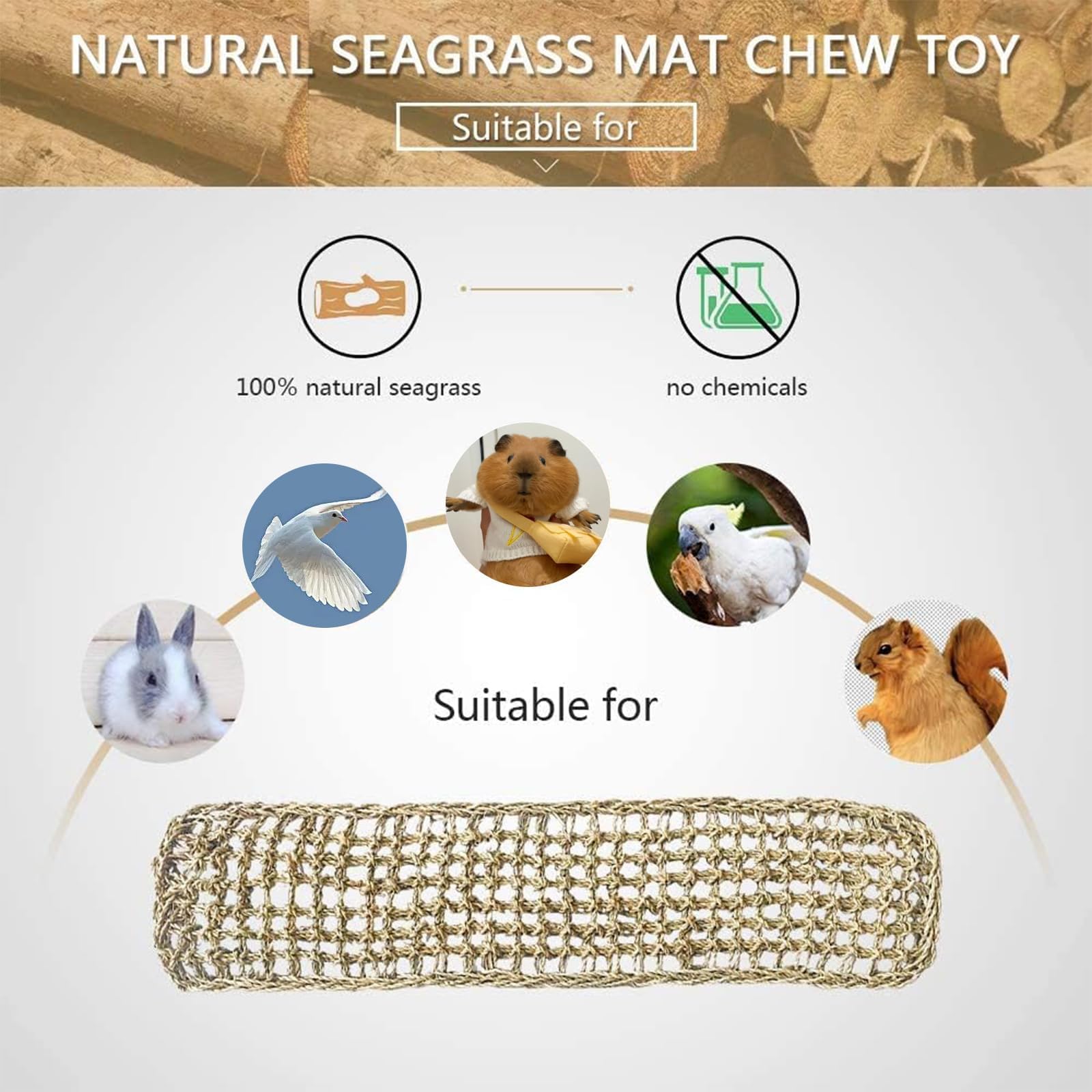 Hamiledyi multi-species seagrass mat suits parrots and small mammals.