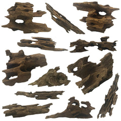 Hamiledyi driftwood 12-piece holey set with shrimp hiding holes for natural play.