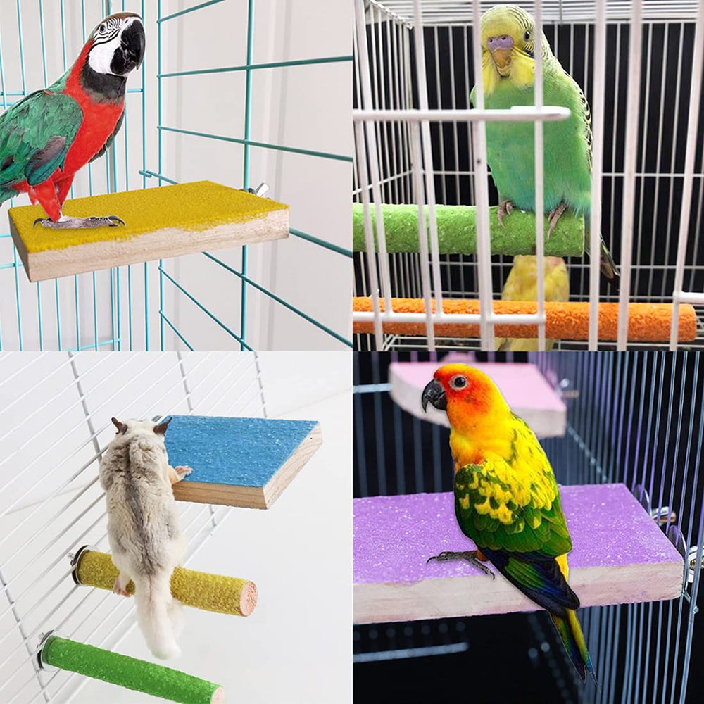 Hamiledyi parrot perch sand-coated surface for chewing and foot exercise.