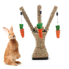 Hamiledyi pet rabbit toy tree side view shows climbing surface and natural materials for chewing