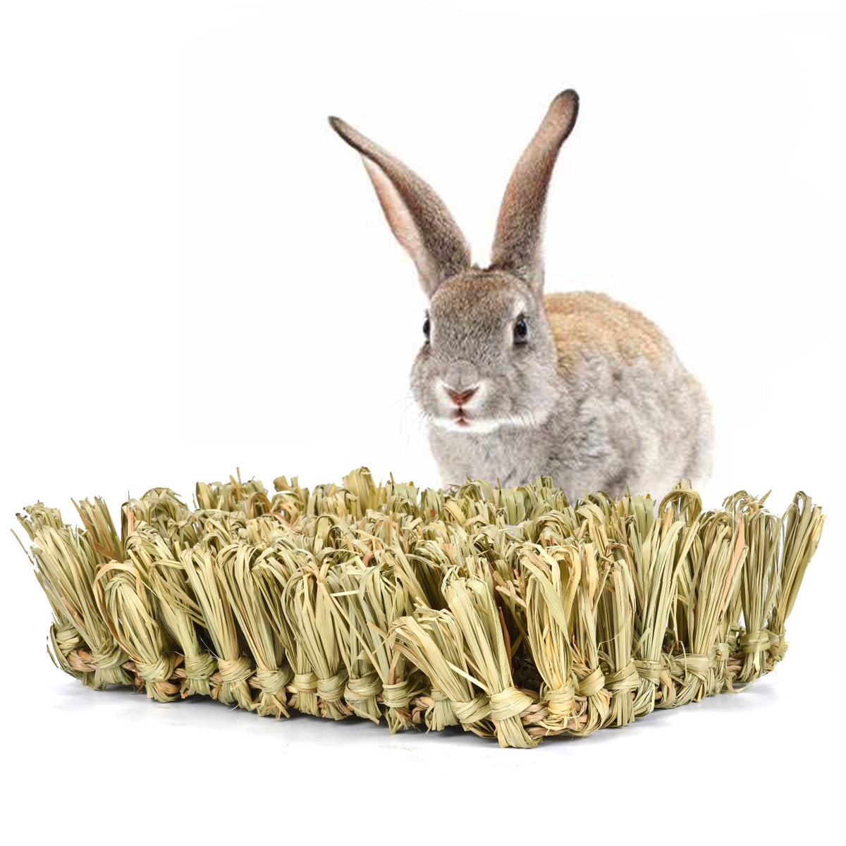 Hamiledyi rabbit grass bed straw mat showing woven texture for cozy lounging and nibbling.