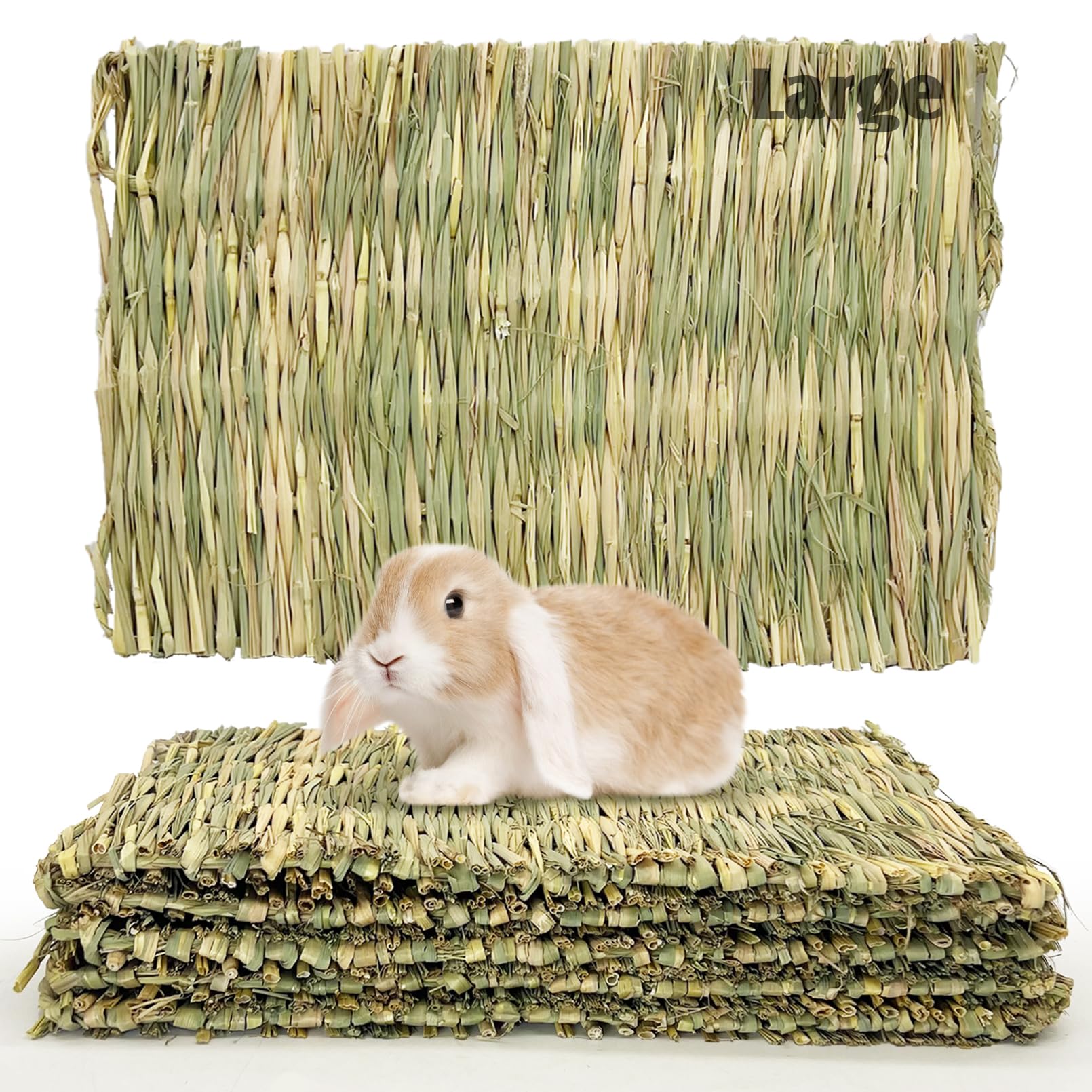 Hamiledyi Rabbit Grass Mat large bed view showing natural material and size for comfort and chewing