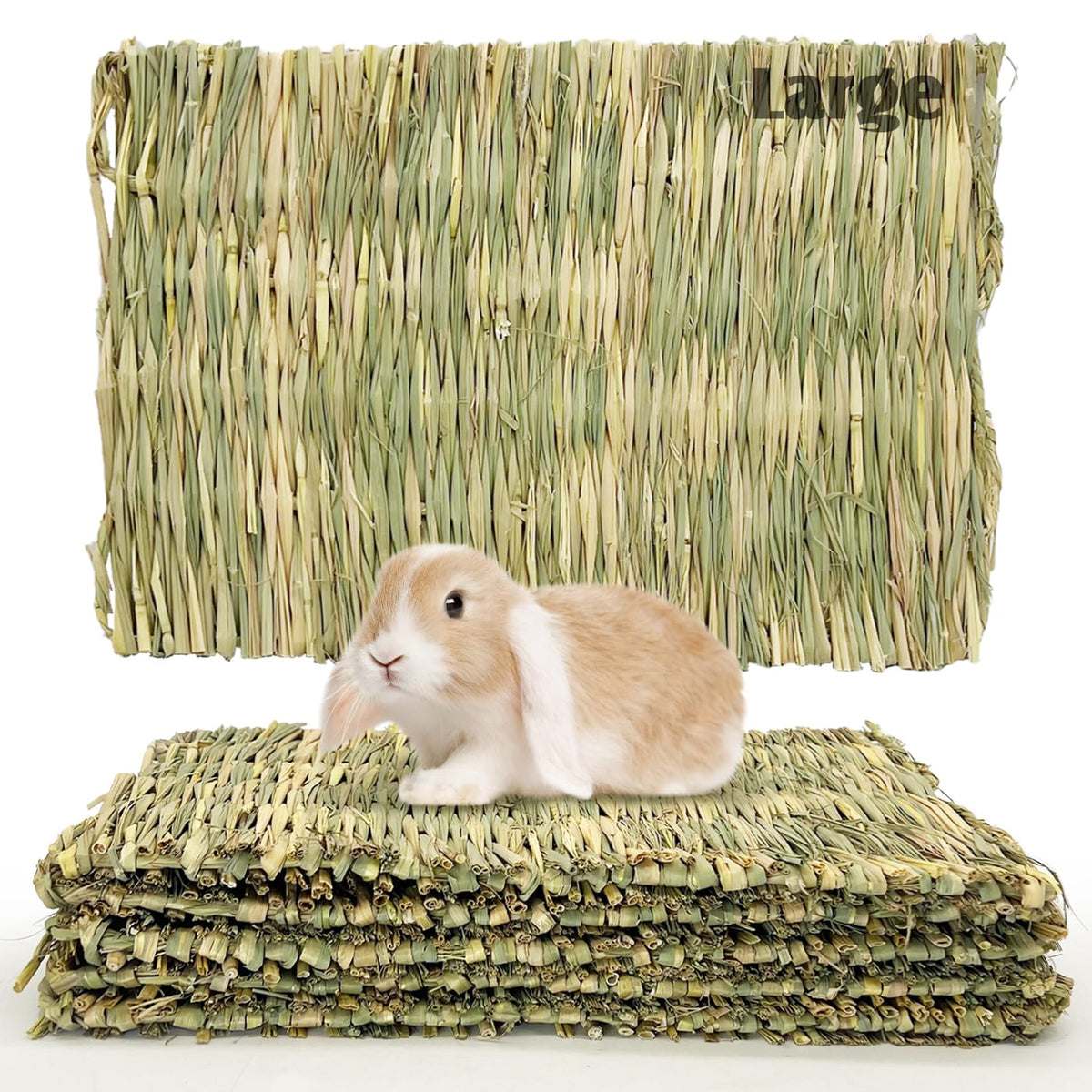 Hamiledyi Rabbit Grass Mat large bed view showing natural material and size for comfort and chewing
