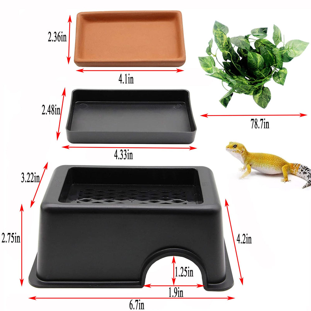 Hamiledyi rectangle hide cave privacy design offers secure retreat for smaller reptiles