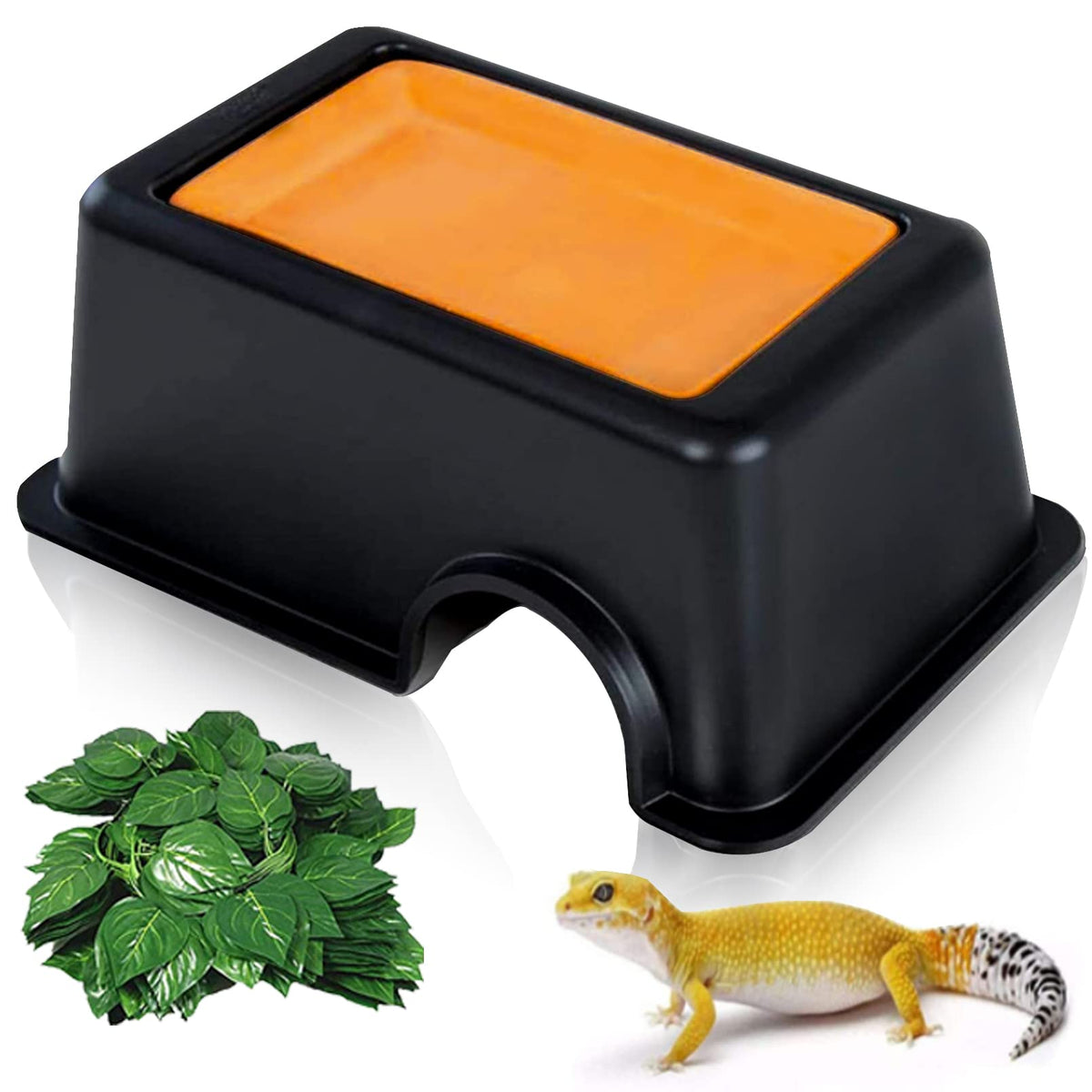 Hamiledyi reptile hide box with sink humidifier provides a private cozy refuge for geckos