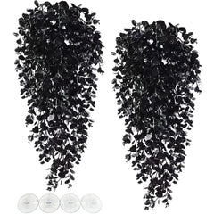 Hamiledyi reptile plants 2-pack hanging vines provide climbing and hiding for terrarium.