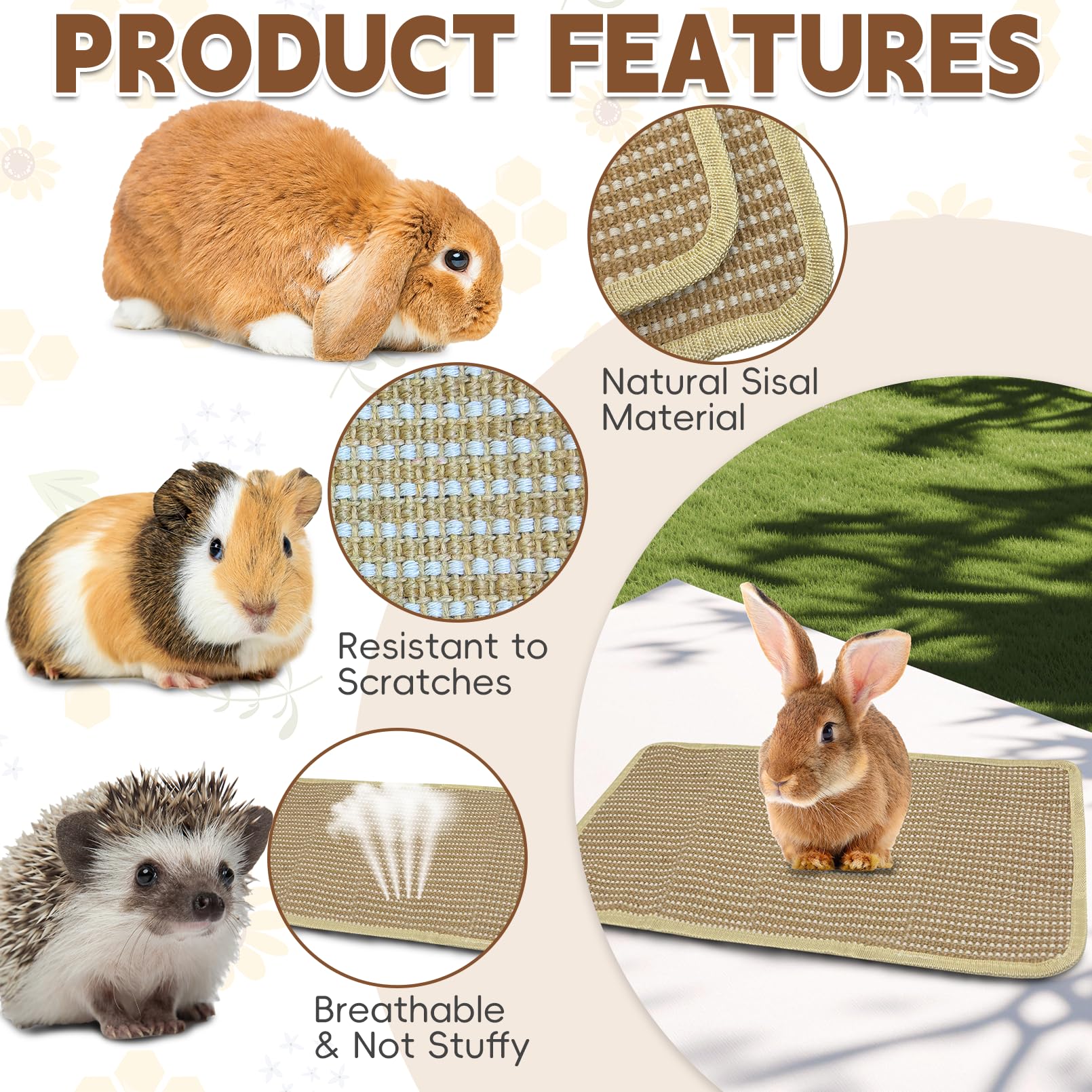 Hamiledyi scratch pad in rabbit cage demonstrates versatile placement and ventilation.