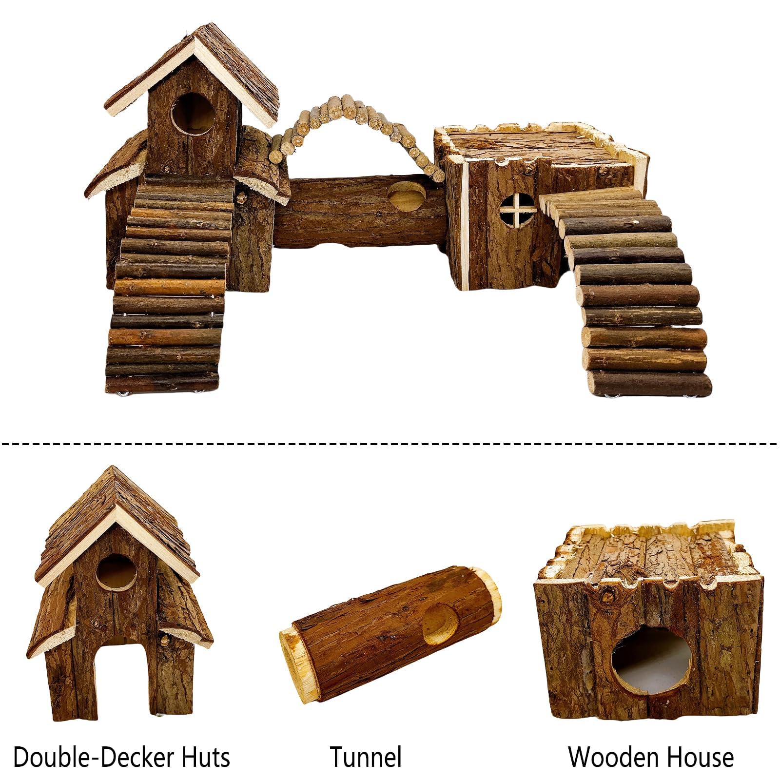Hamiledyi small pet playground wooden – natural wood design blends with home decor.