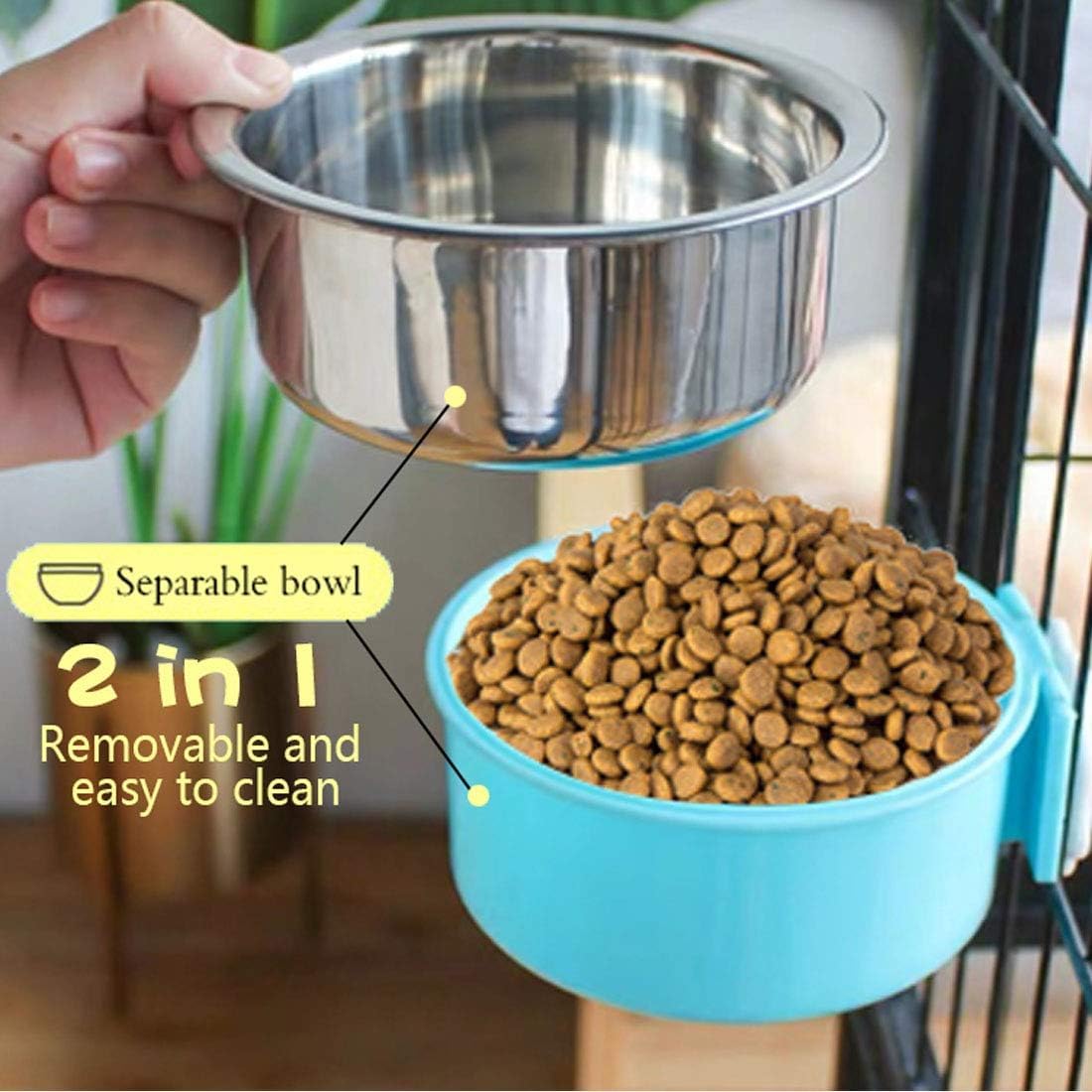 Hamiledyi spill-proof crate bowls installed on a cage