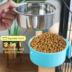 Hamiledyi spill-proof crate bowls installed on a cage