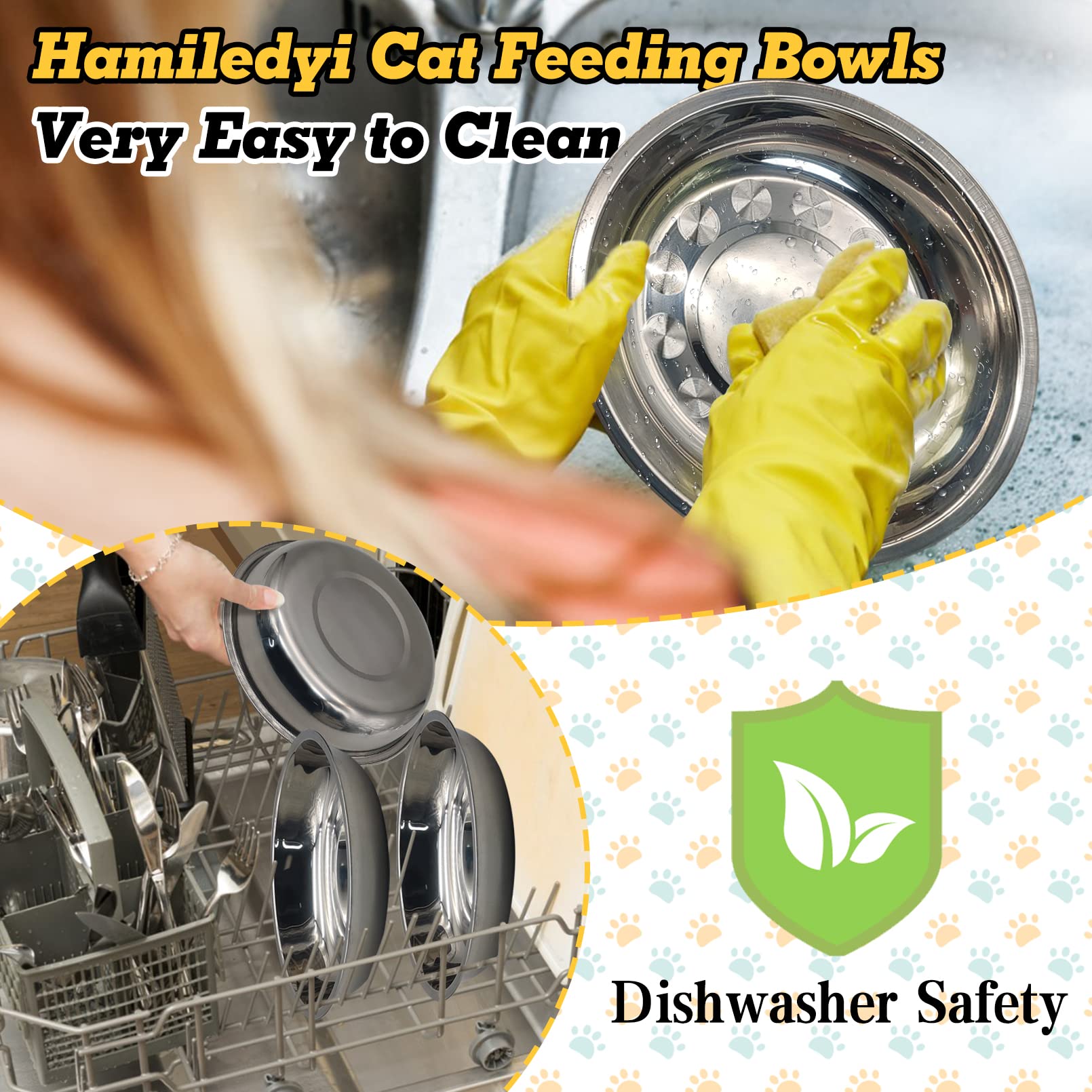 Hamiledyi stackable cat bowls save space in busy kitchens and travel setups.