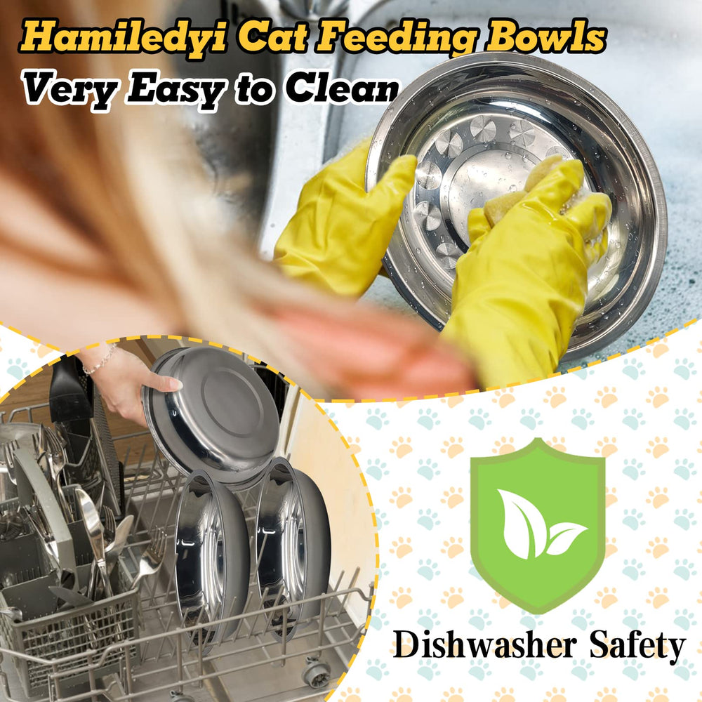 Hamiledyi stackable cat bowls save space in busy kitchens and travel setups.