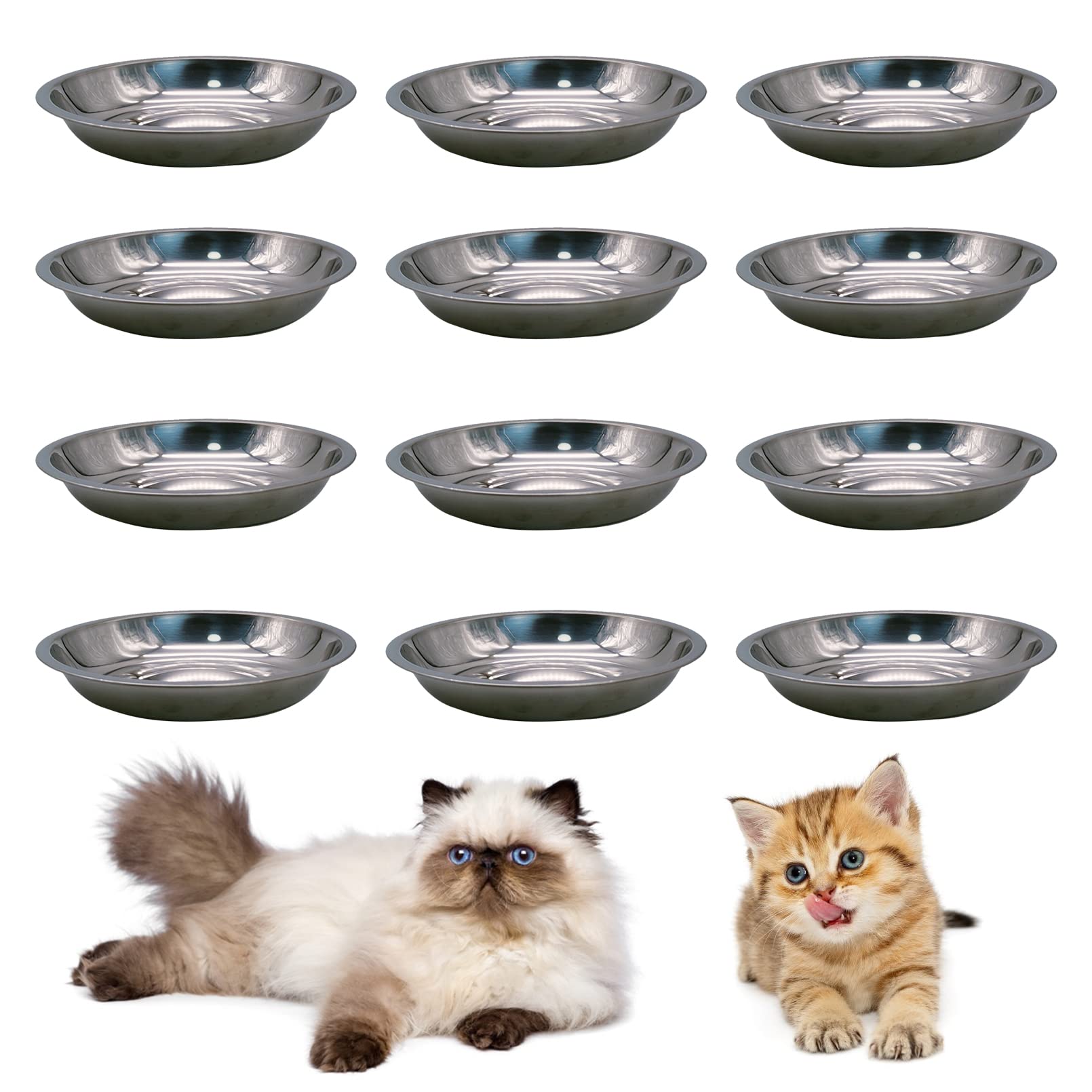 Hamiledyi stainless steel cat bowls set of 12, durable and rust-resistant for daily meals