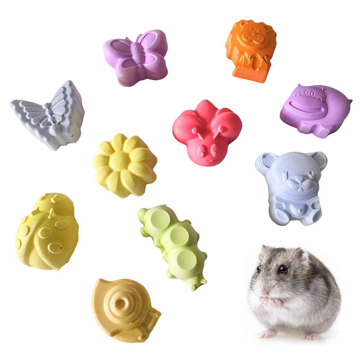 Hamiledyi teeth grinding lava block with varied shapes supports dental wear for small pets.