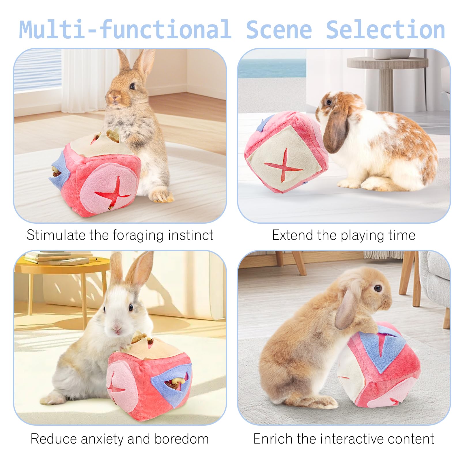 Hamiledyi washable plush bunny toy close up shows skin friendly fabric and easy cleaning