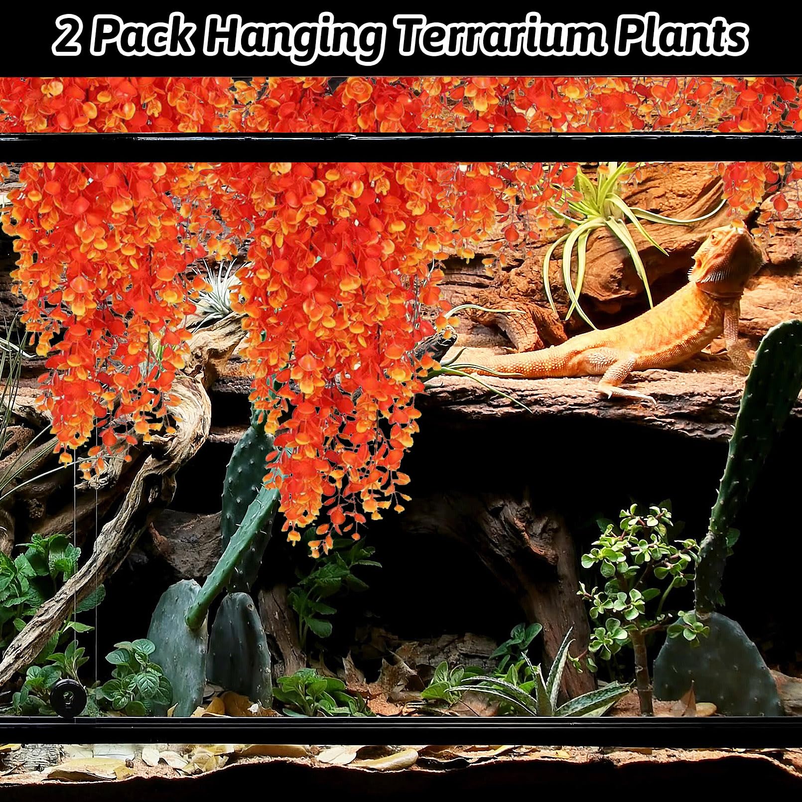 Hamiledyi waterproof rot-resistant hanging plants orange for bearded dragon habitat