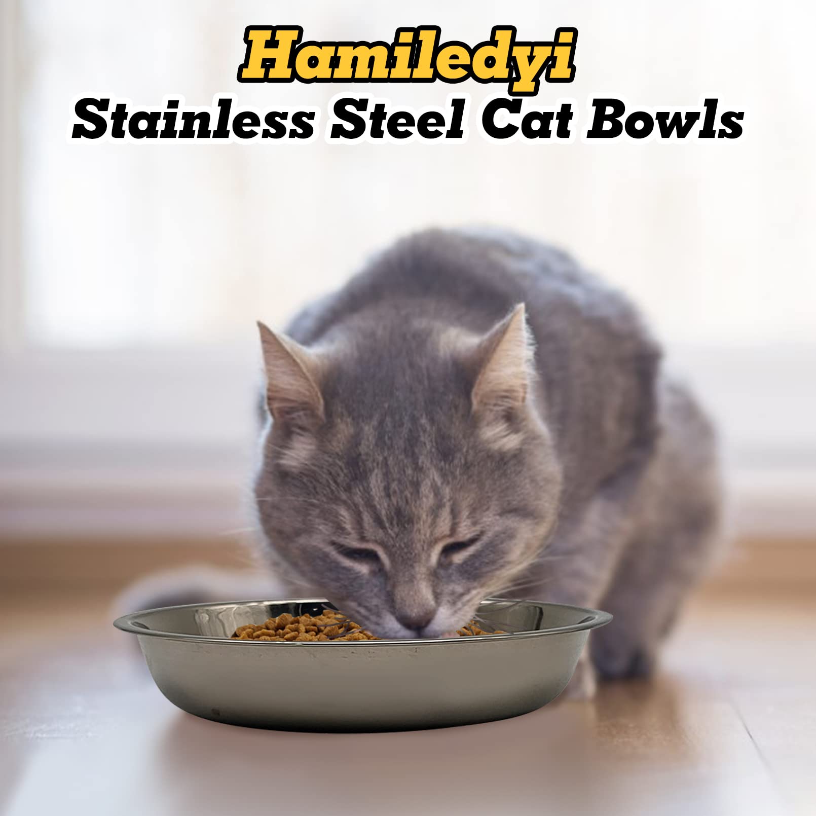 Hamiledyi whisker-relief cat bowl with shallow design to ease whisker contact.