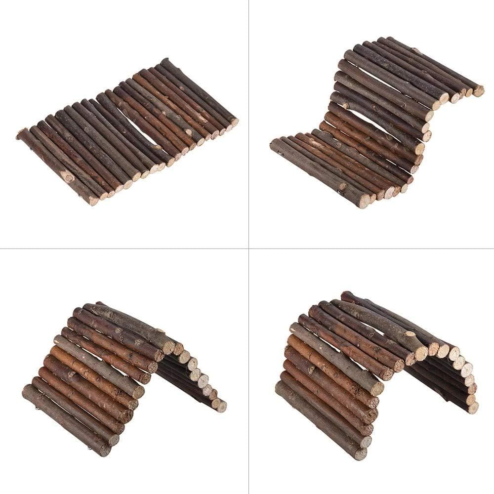 Hamiledyi wooden bridge closeup highlighting natural wood texture and bendable design.