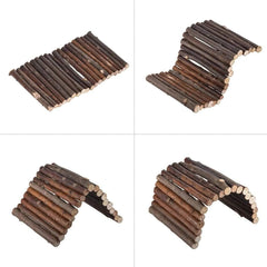 Hamiledyi wooden bridge closeup highlighting natural wood texture and bendable design.