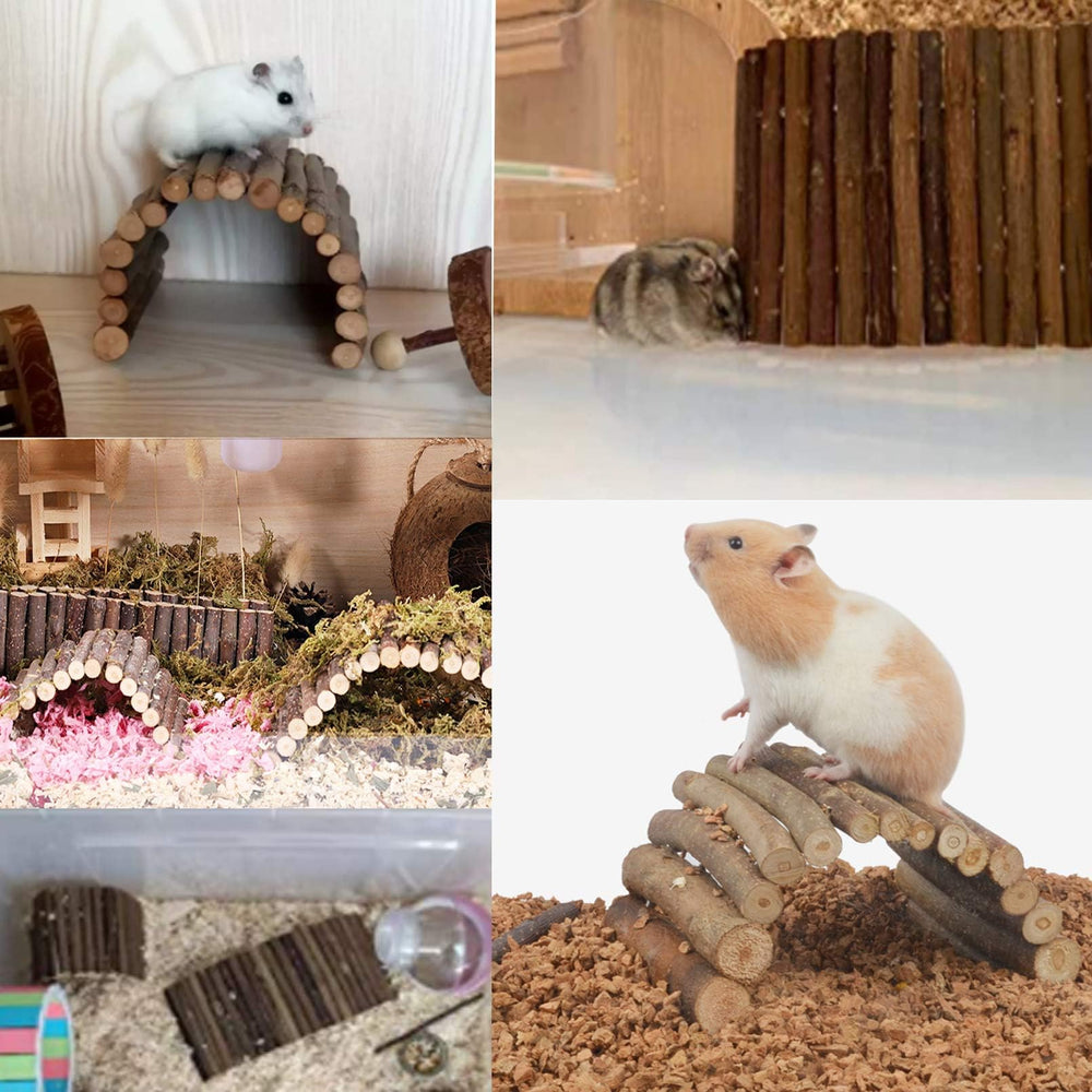 Hamiledyi wooden bridge close-up highlights chew-friendly natural wood material.