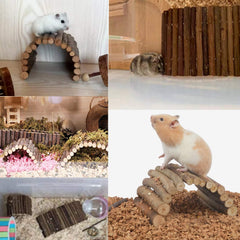 Hamiledyi wooden bridge close-up highlights chew-friendly natural wood material.