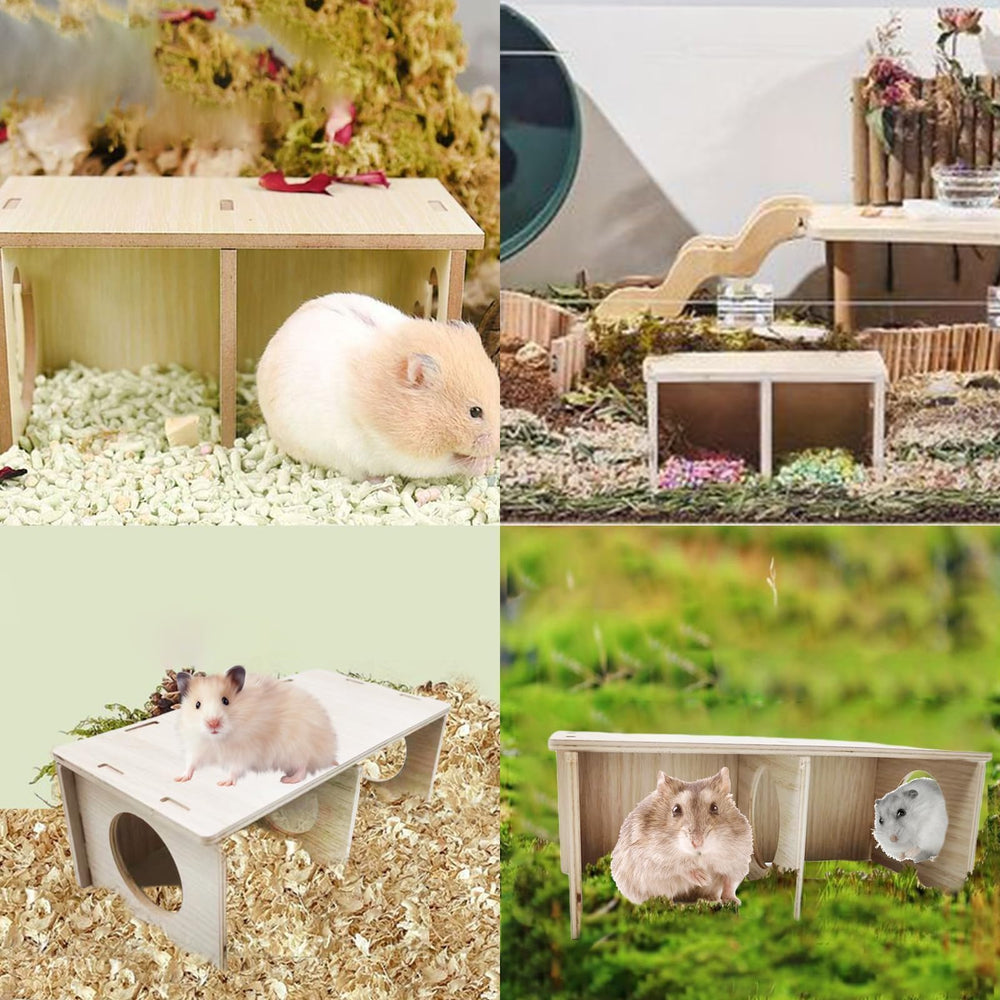 Hamiledyi wooden hamster hideout tunnel easy cleaning demonstrates simple upkeep.