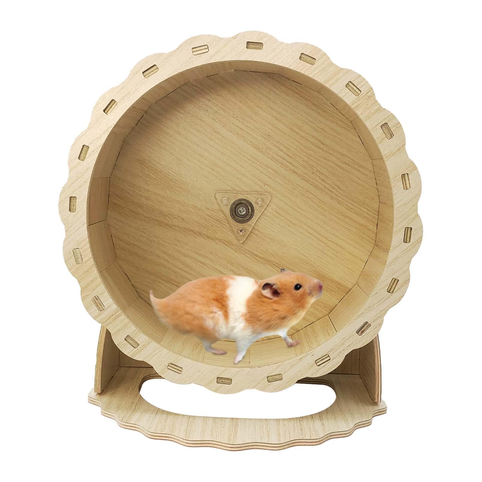 Hamiledyi wooden hamster wheel closeup silent operation for peaceful nightly exercise.