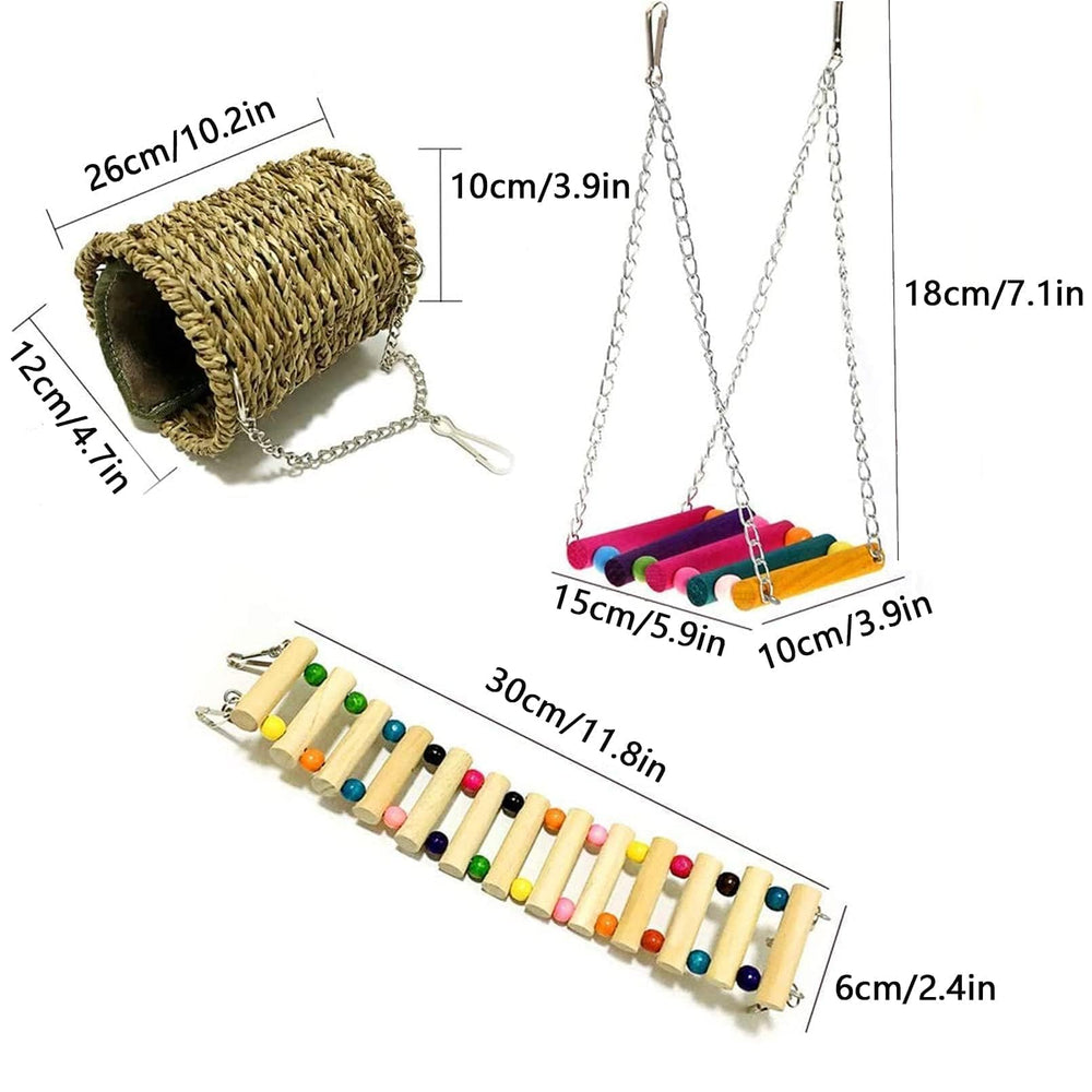Hamiledyi wooden ladder for small pets encourages climbing and physical activity.