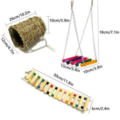 Hamiledyi wooden ladder for small pets encourages climbing and physical activity.