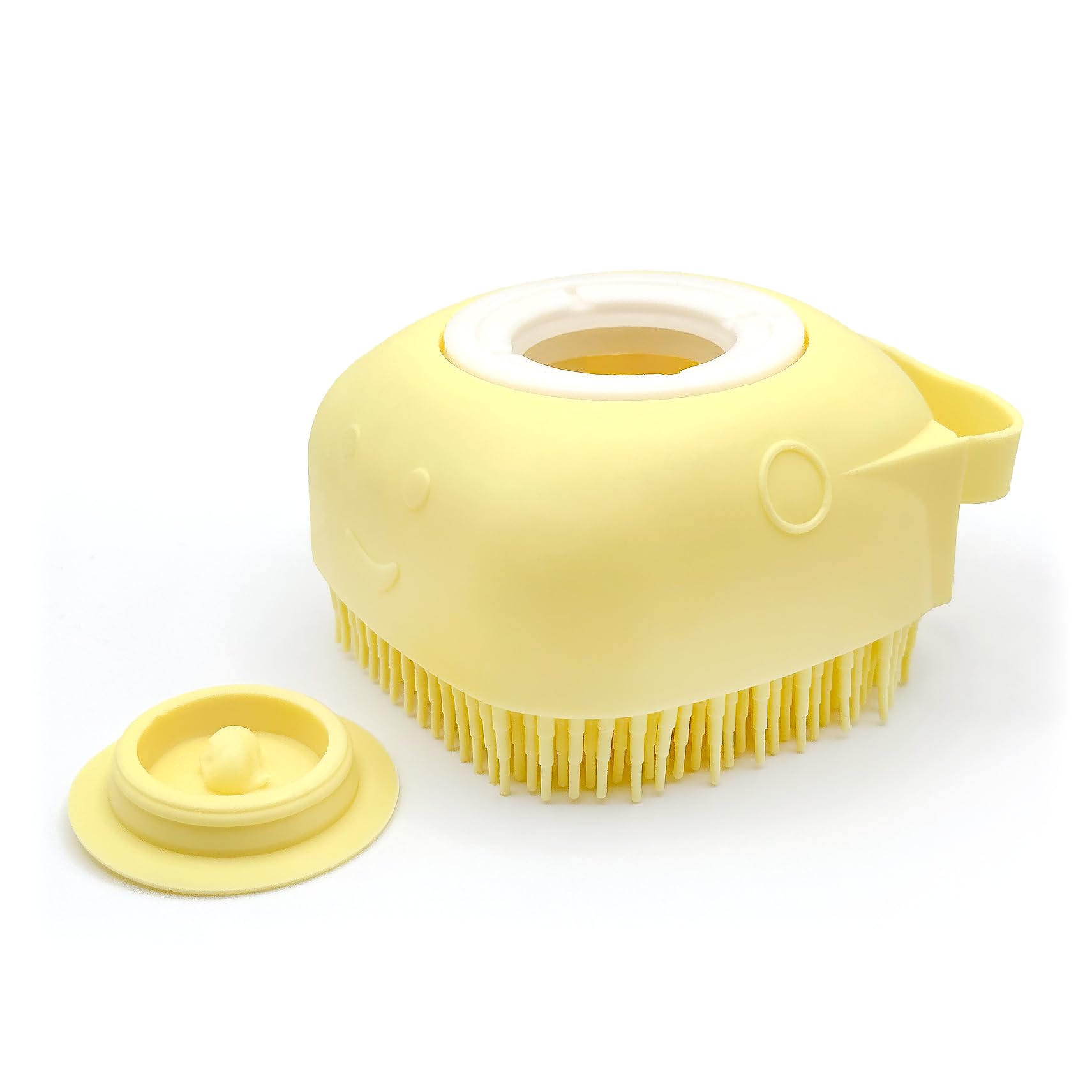 HamInWay dog bath brush cleaning action shows quick debris rinsing.