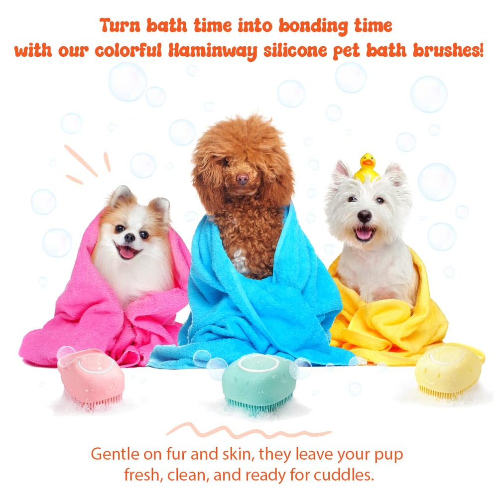 HamInWay dog bath brush travel-compact design suits home or on-the-go baths.