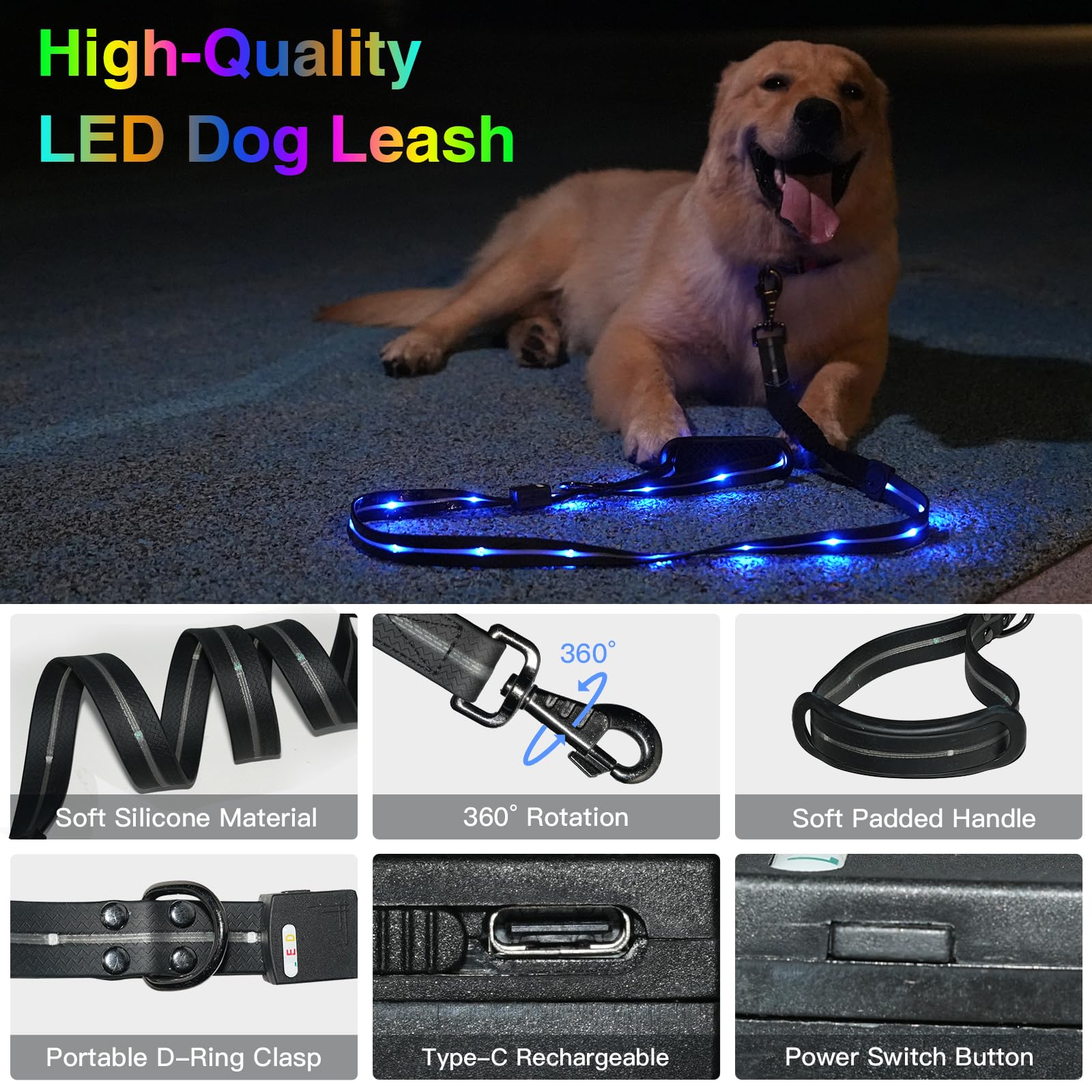 hamraba padded-handle leash with safety buckle ensures secure control