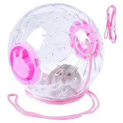 4.9-inch hamster wheel with transparent pink ball for clear viewing and gentle running.