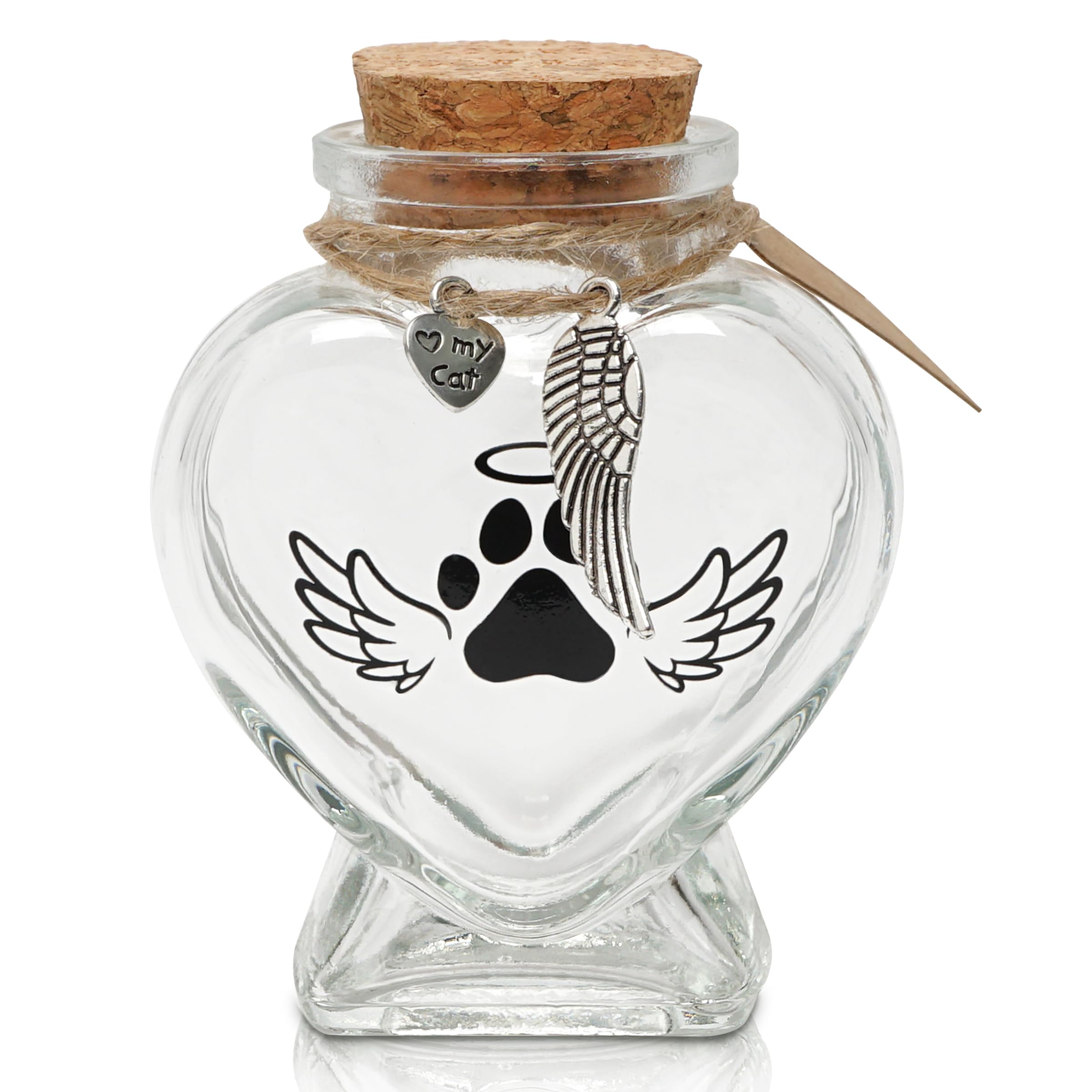 HAMUIERS pet memorial kit shows components: jar, stopper, charms, tag