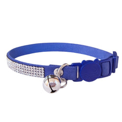 HAMUSN rhinestone cat collar blue closeup showcases sparkle for stylish daily wear