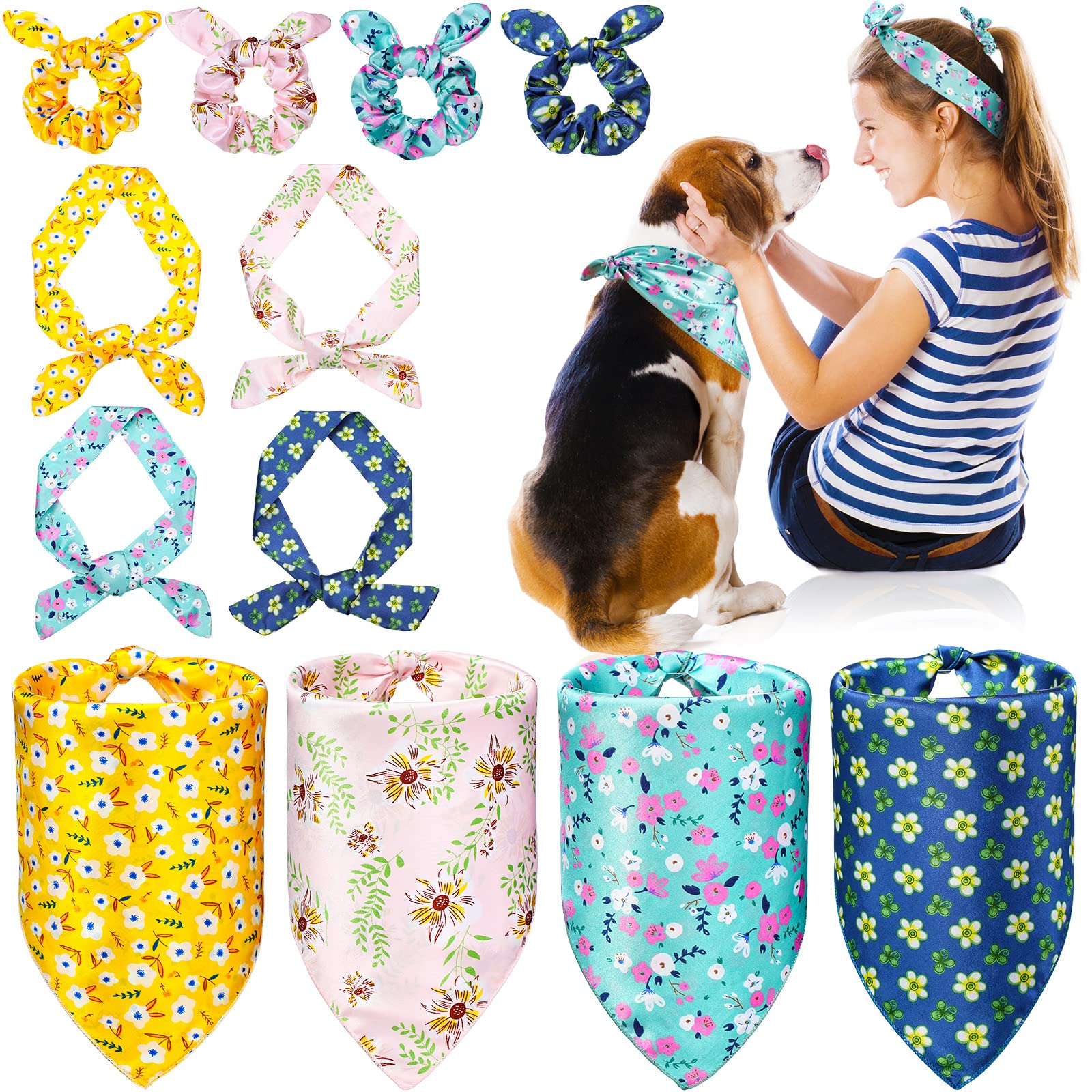 Hanaive dog bandana polka-dot set for coordinated outfits and photo props.