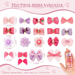 Hanaive puppy bows in pink and rose hues for cute, photo-ready looks.